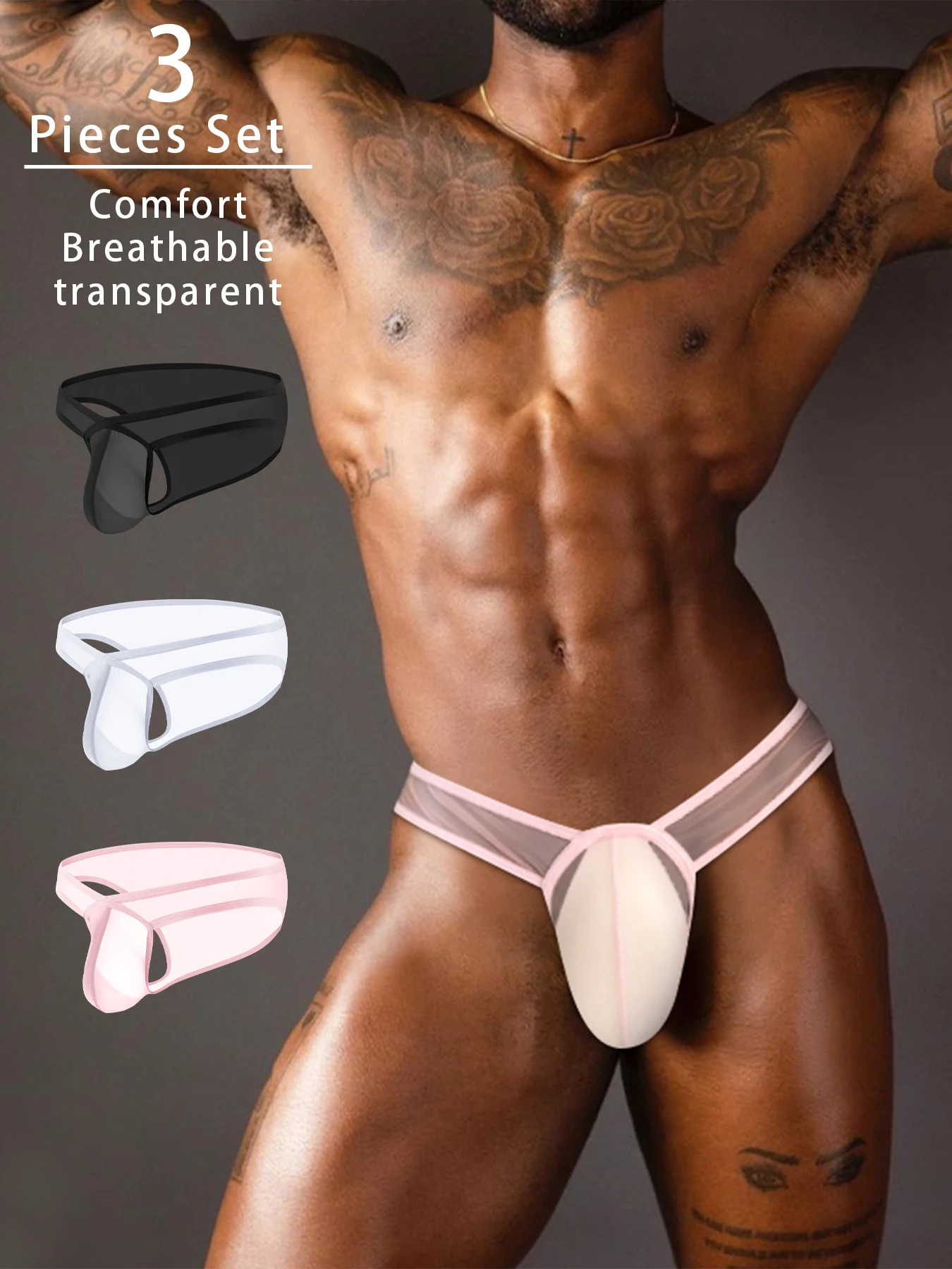

3PCS Low Waist Men's Underwear ice silk Briefs Ultrathin Soft Man Fashion Underpants Quick dry Triangle Lingerie Male
