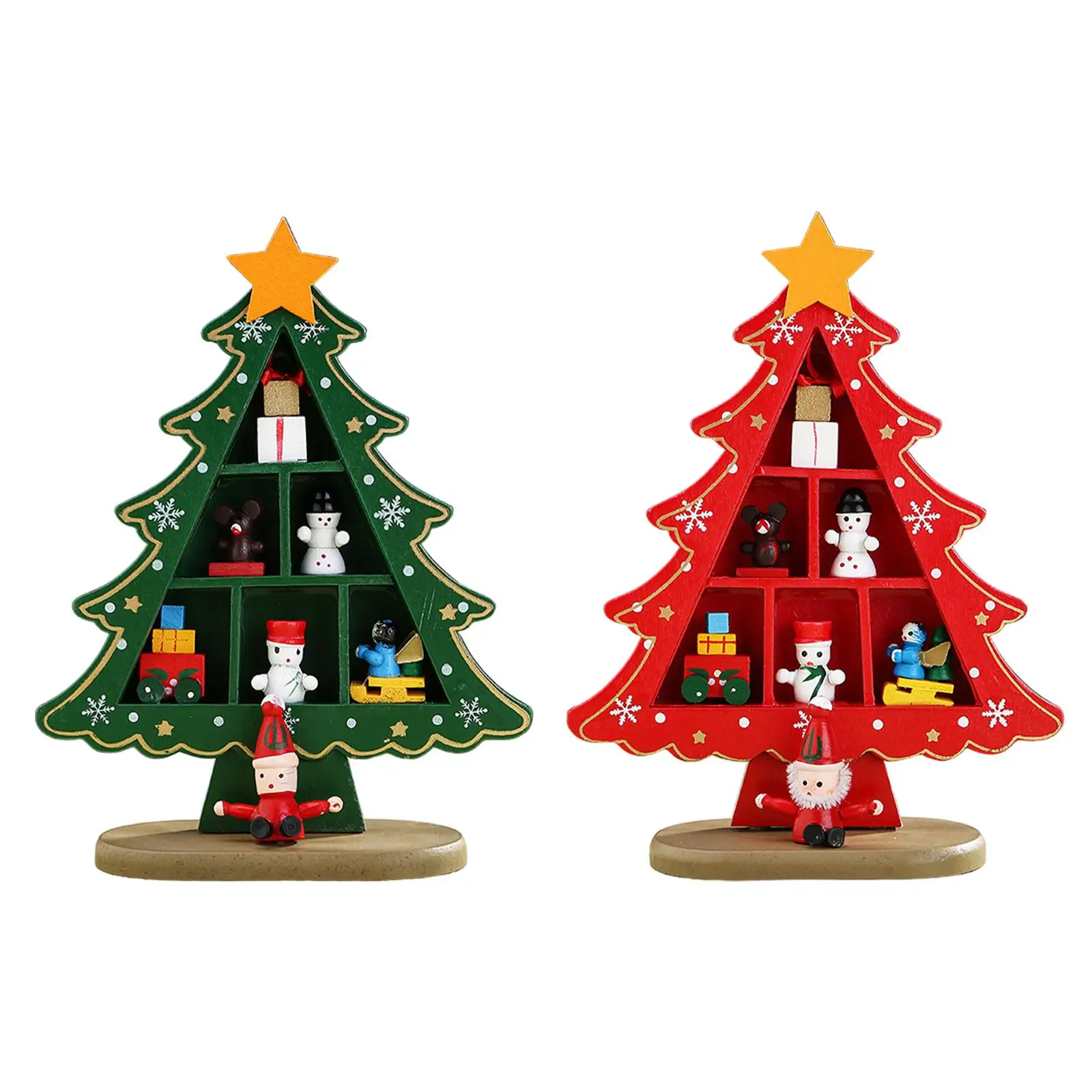 Wooden Christmas Tree Desktop Decor Convenient Craft Sturdy Christmas Ornament for Christmas Party Home Festivals Holiday