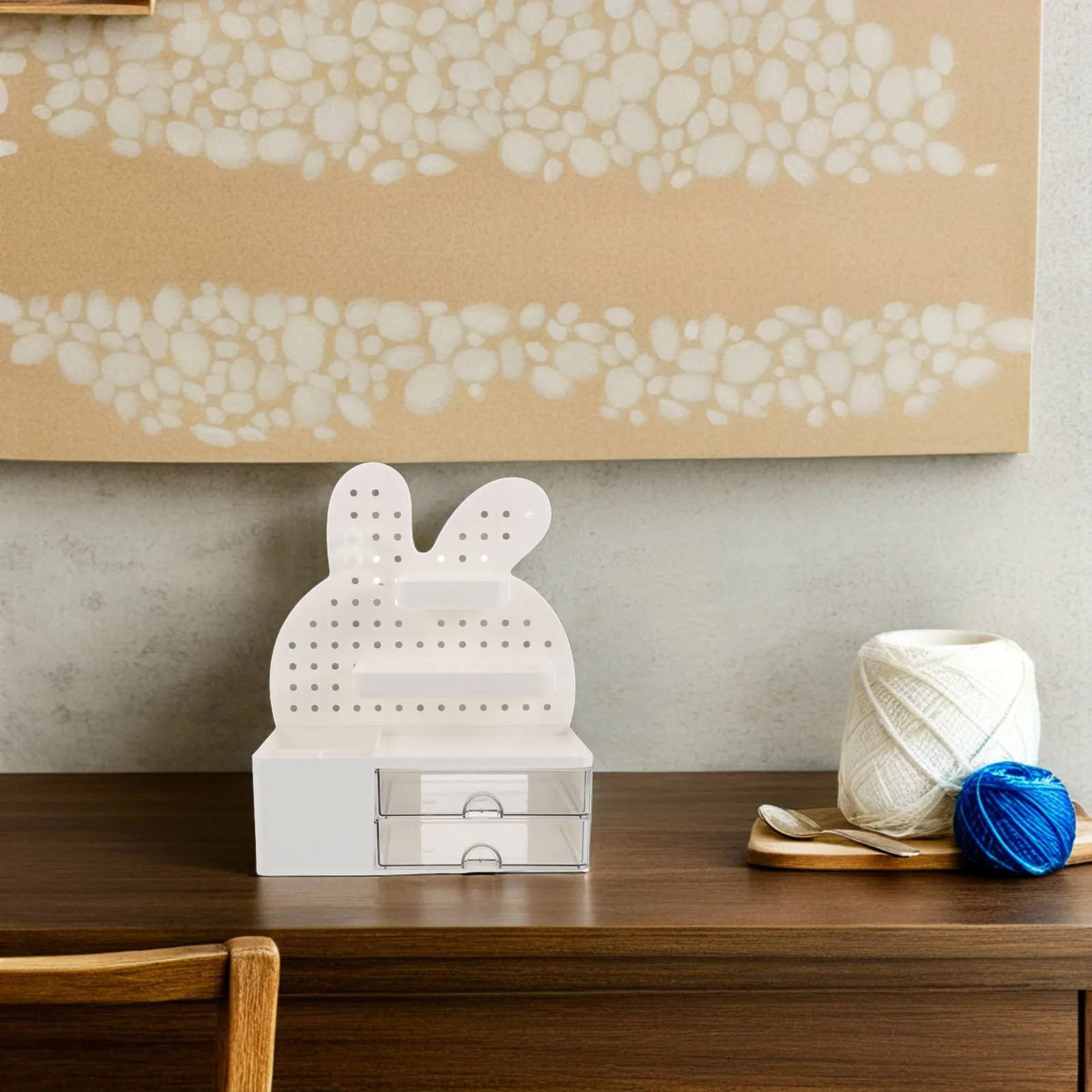 

Cartoon Bunny Desk ganizer Storage Box Pegboard Shelf Office Supplies Student Dormitory RV Multifunctional Desktop Drawer