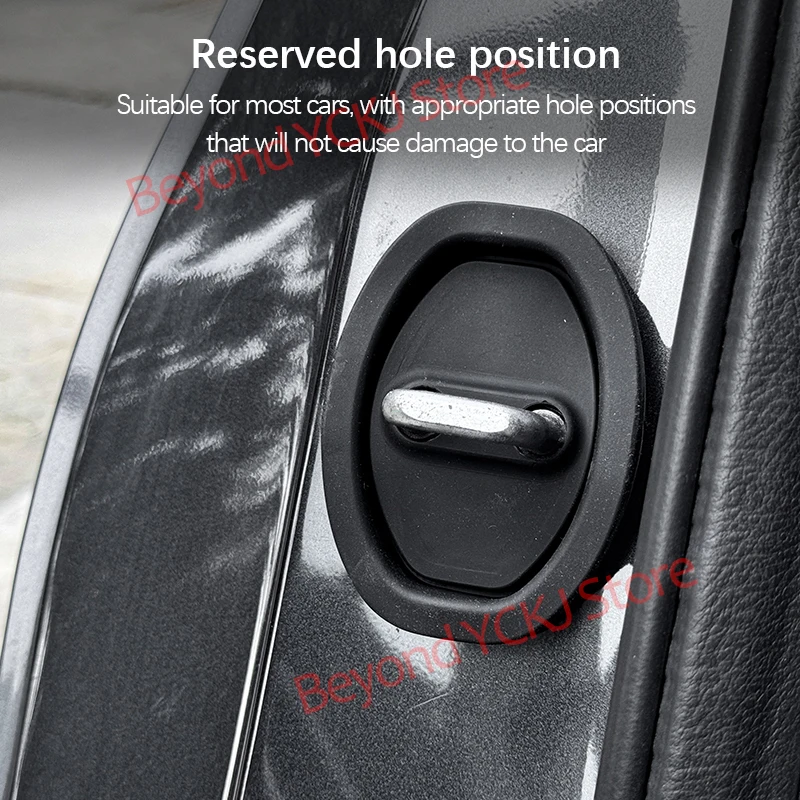 Couvercle de protection de loquet de porte de voiture en silicone, amortisseurs silencieux, serrures de porte de véhicule universelles, butée de protection, accessoires automobiles, 4 pièces