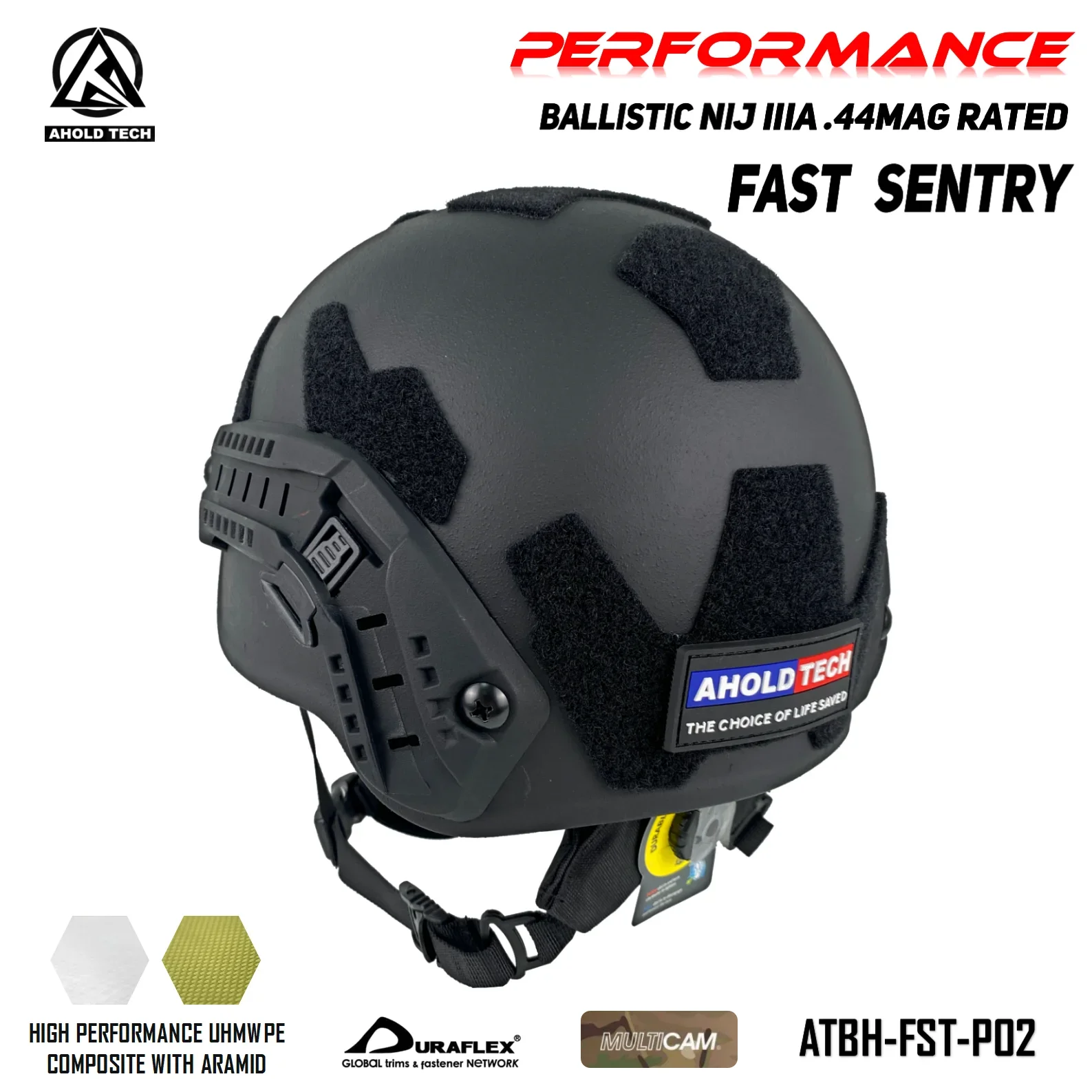 Aholdtech Tactical Helmet Bulletproof Performance FAST SENTRY Mid Cut Aramid+PE Ballistic NIJ IIIA3A CAM FIT BOA Dial EPIC Liner