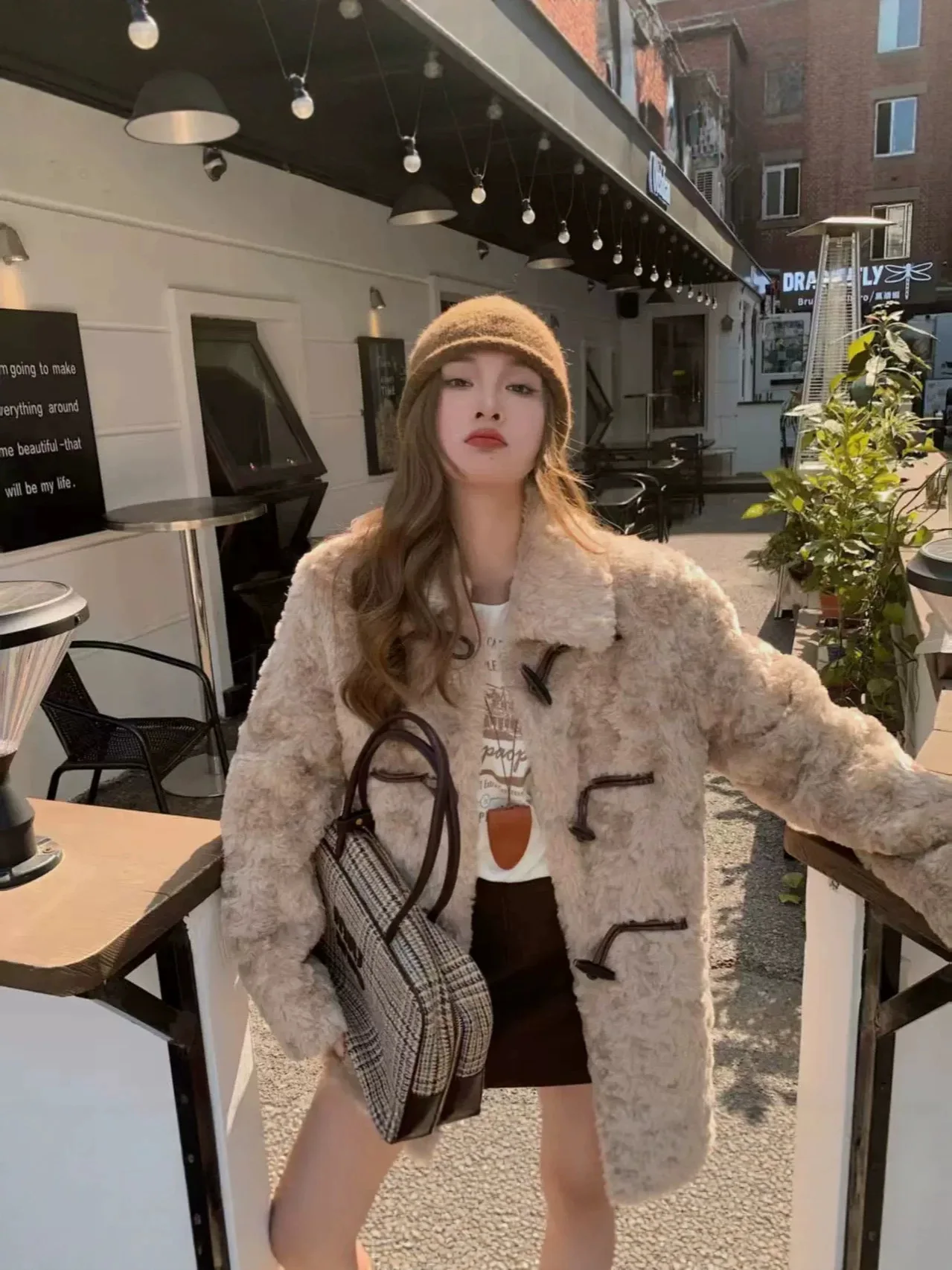Women 2026 New Autumn Winter Loose Mid Length Lamb Fleece Coat Warm Eco Friendly Faux Fur Outerwear Fashion Thick Winter Overcoa