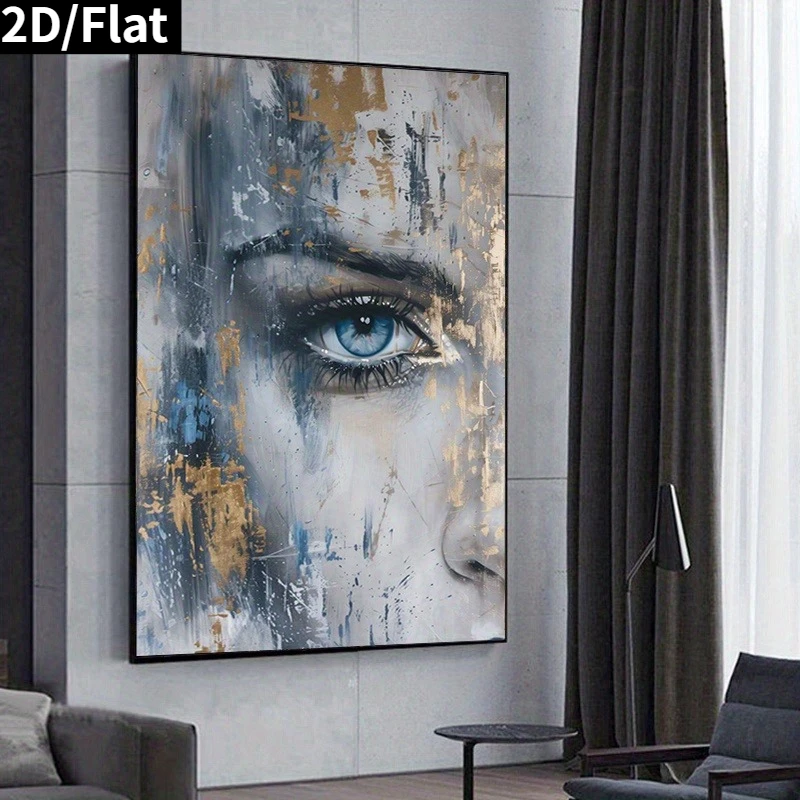 2D/Flat Large Modern Women Face Canvas Wall Art - Unframed Abstract Canvas Poster Wall Decor for Living Room and Bedroom Decor