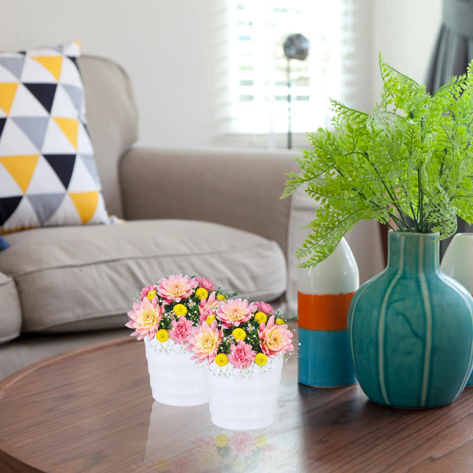 

2pcs Thickened Plastic Flower Pot Home Decoration Gardening Planter Indoor Planter Drainage Hole Green Plants Pot for Desk