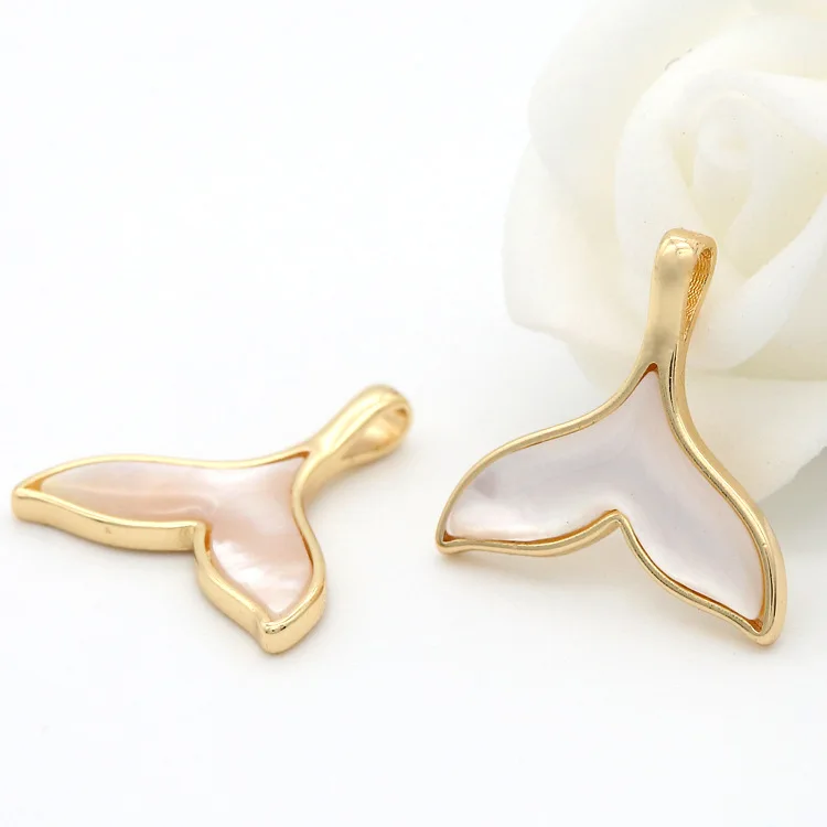 18x18MM Whale Tail Pendant Charms For Jewelry Making DIY 14K Gold Color Plated Bracelets Necklace Earrings Findings Components