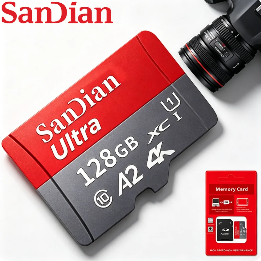 High Speed 128GB Memory Card with Adapter for Tablets & Samsung Phones 64GB 32GB SD Card Class 10 Multimedia Mic 512GB U3 V30 A2