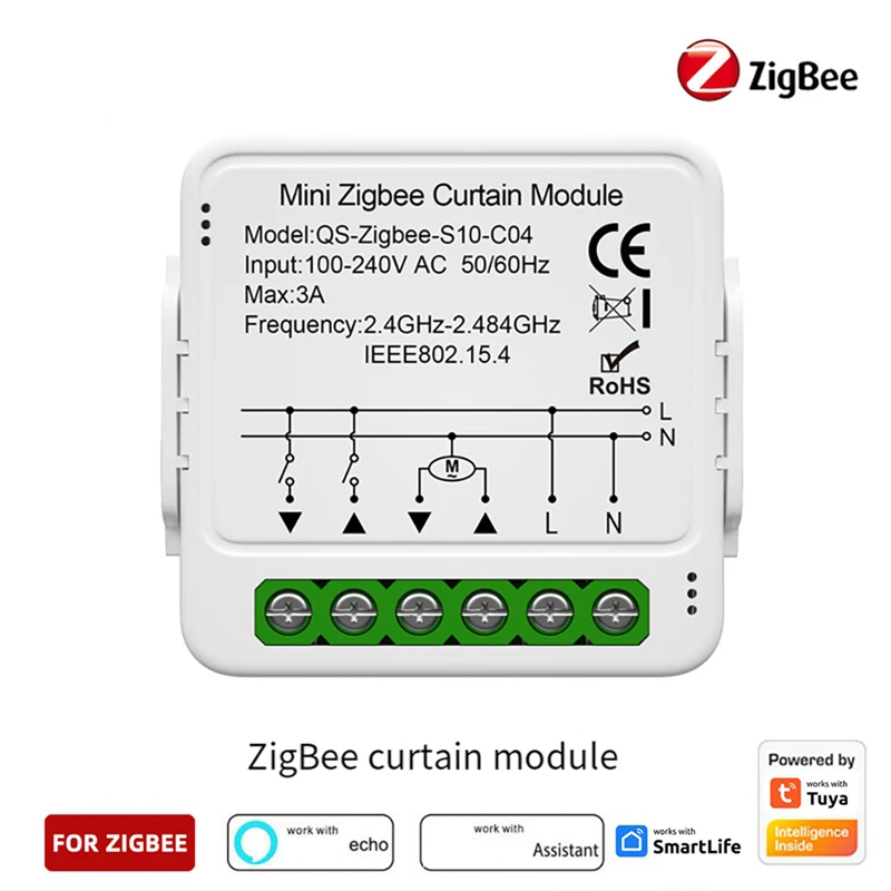 Módulo de cortina Tuya Smart Mini Módulo de interruptor de cortina Suporte para casa inteligente Controle de voz Zigbee