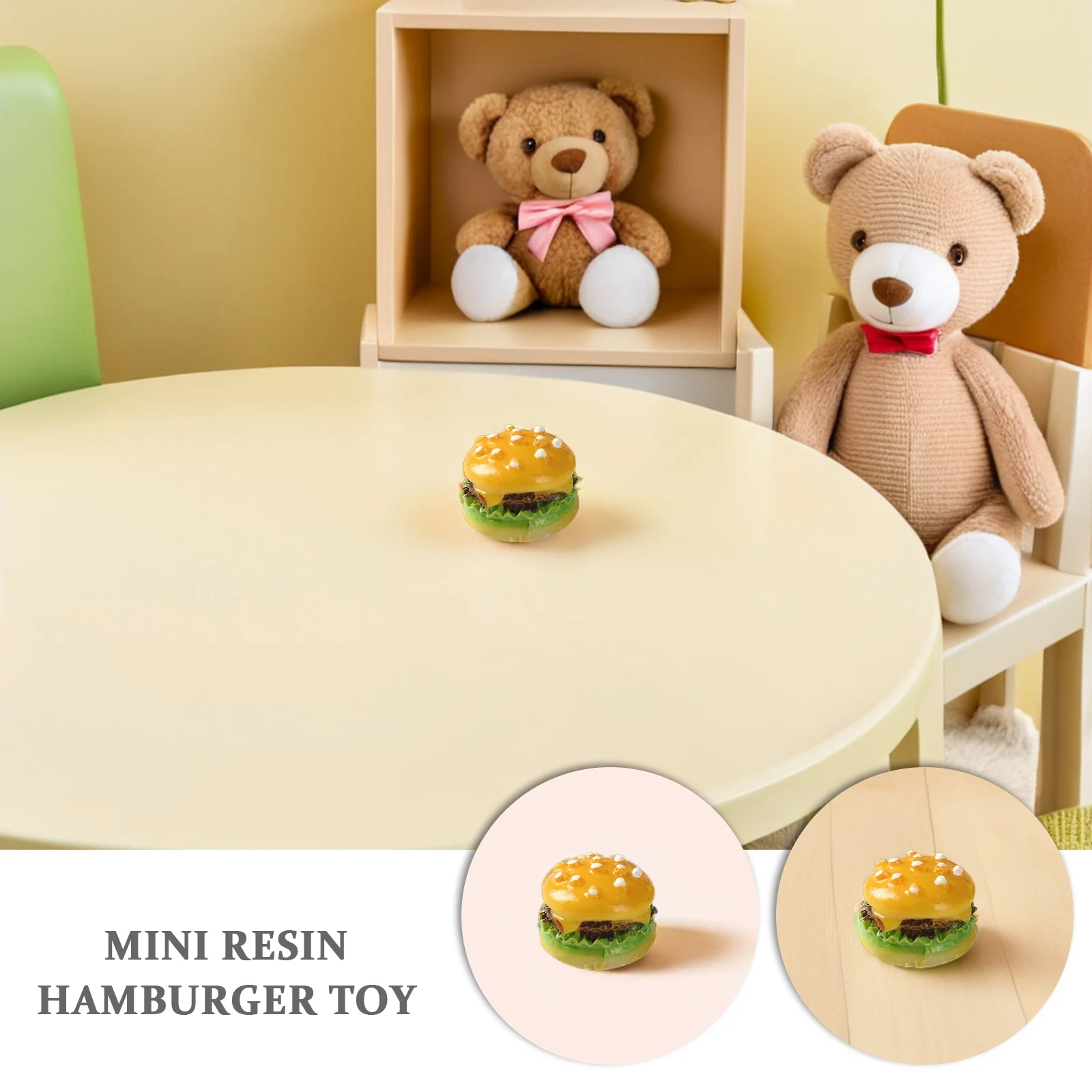 50 個ミニチュアハンバーガー樹脂リアルな食品小道具ごっこ遊びキッチンアクセサリー DIY パーティー装飾人工ハンバーガー