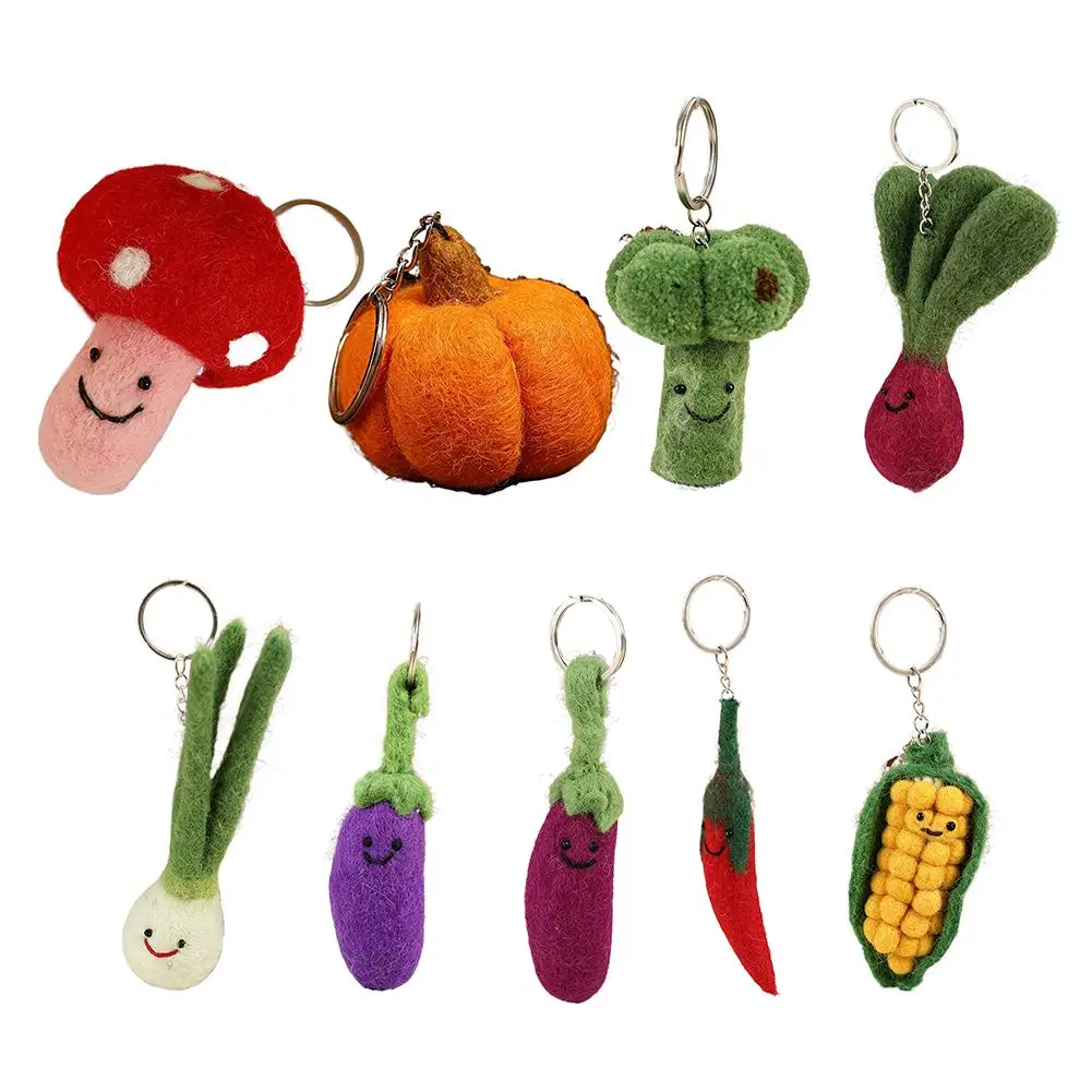 Cute Expression Vegetable Doll Keychains Handmaking Wool Felt Knitting Keyrings Fruit Series Keychain Fashionable And High-End