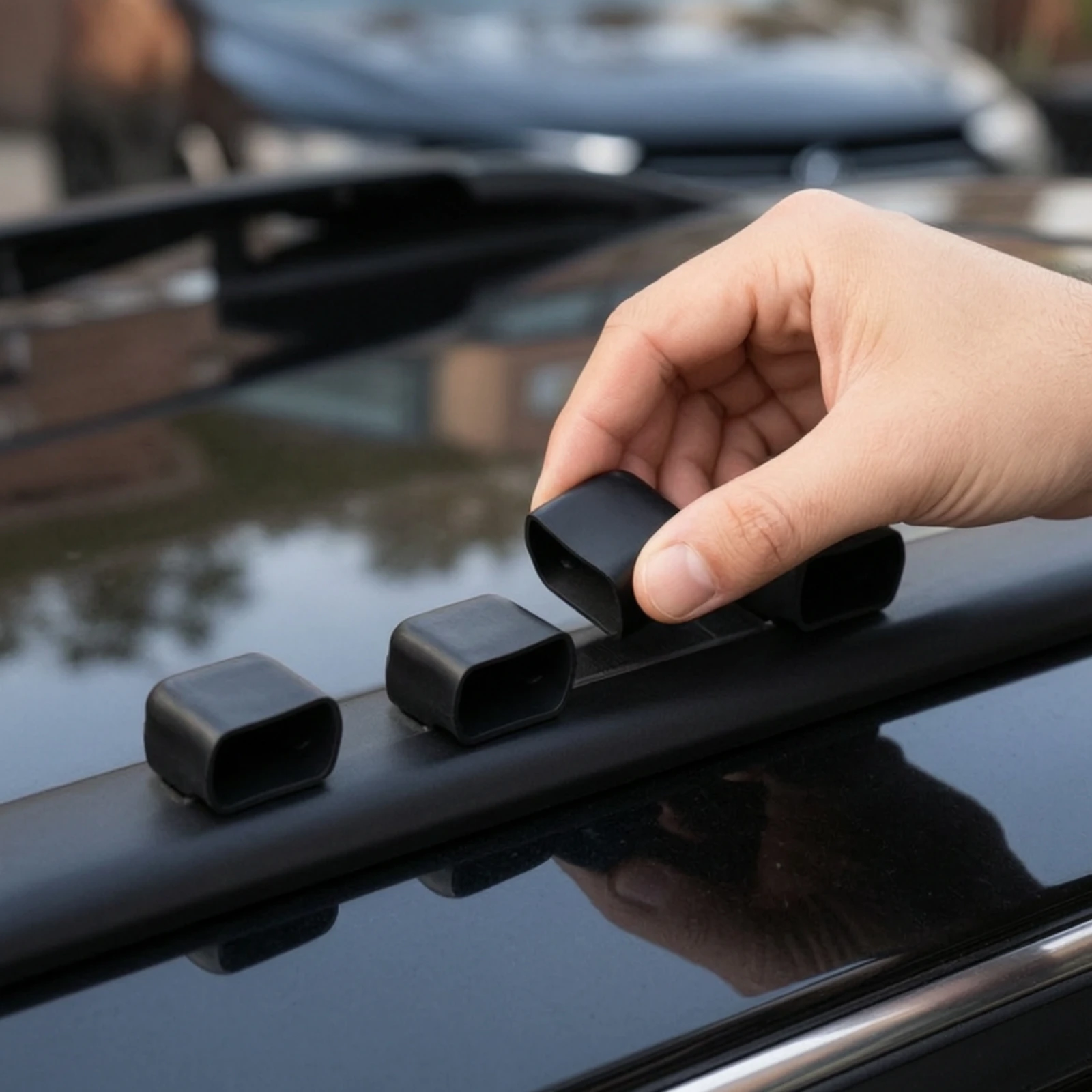 4 Pieces Cross Bar End Cap Rectangular Protective Plug Plugs Matte Accessories Pliable for Luggage Rack view 5