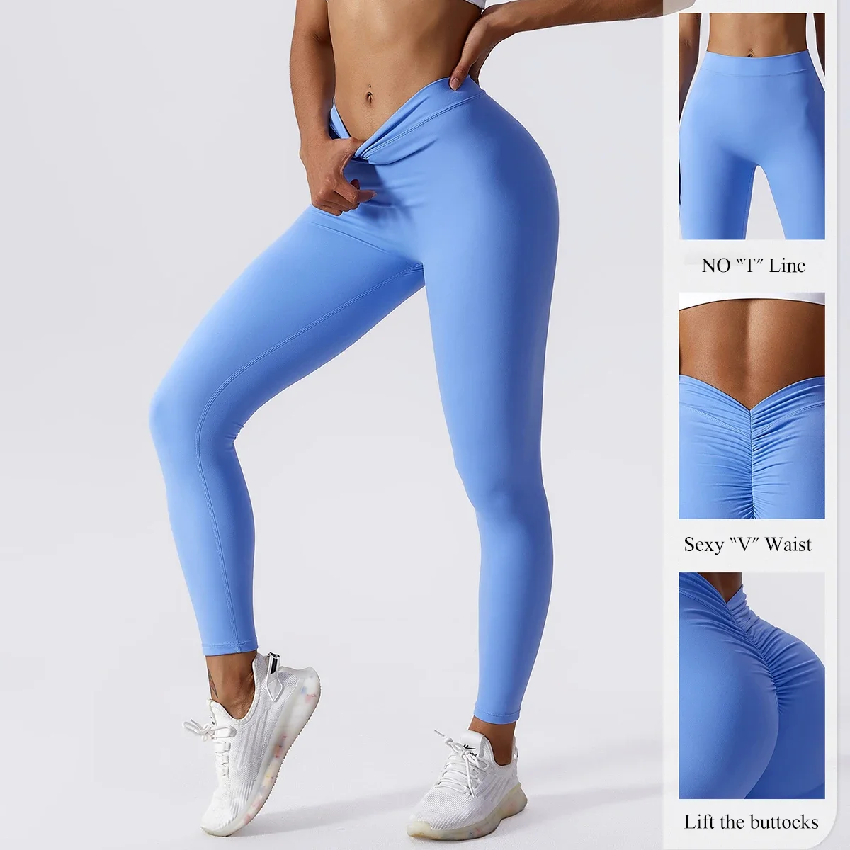 Mallas deportivas para mujer, mallas deportivas para entrenamiento, gimnasio, correr, espalda Sexy, pantalones de cintura alta con escote en V, ropa activa para correr, pantalones ajustados