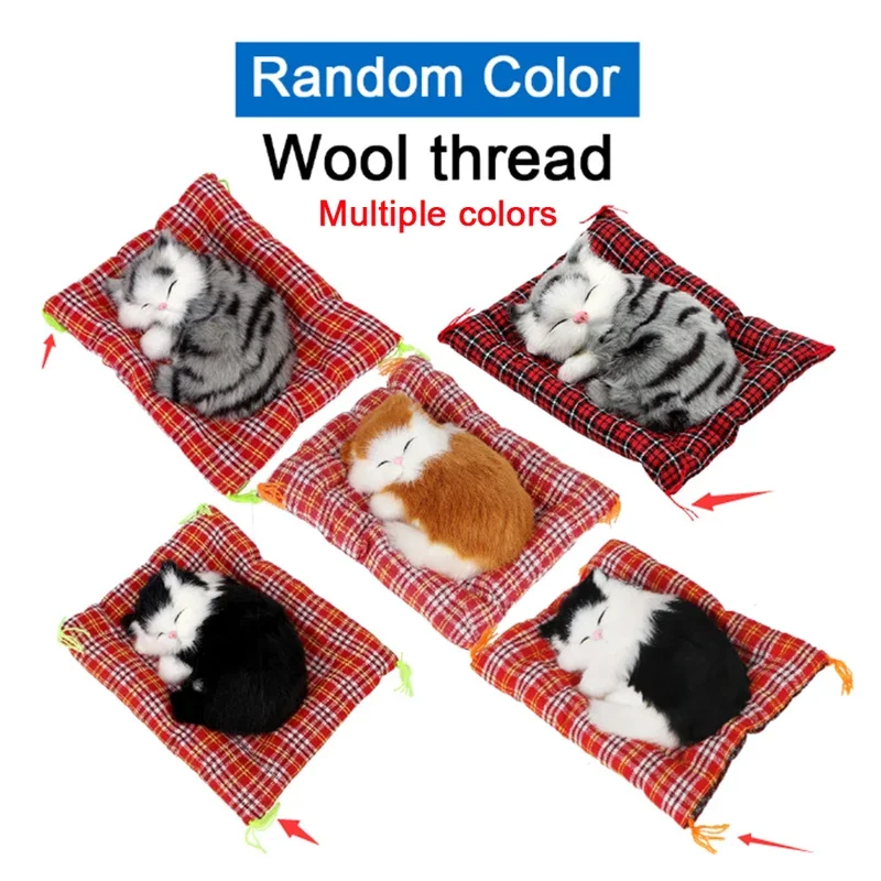 Lovely Plush Kittens Doll Toy Home Decoration Car-styling Car Ornaments Cute Simulation Sleeping Cats Dashboard Decoration image 2