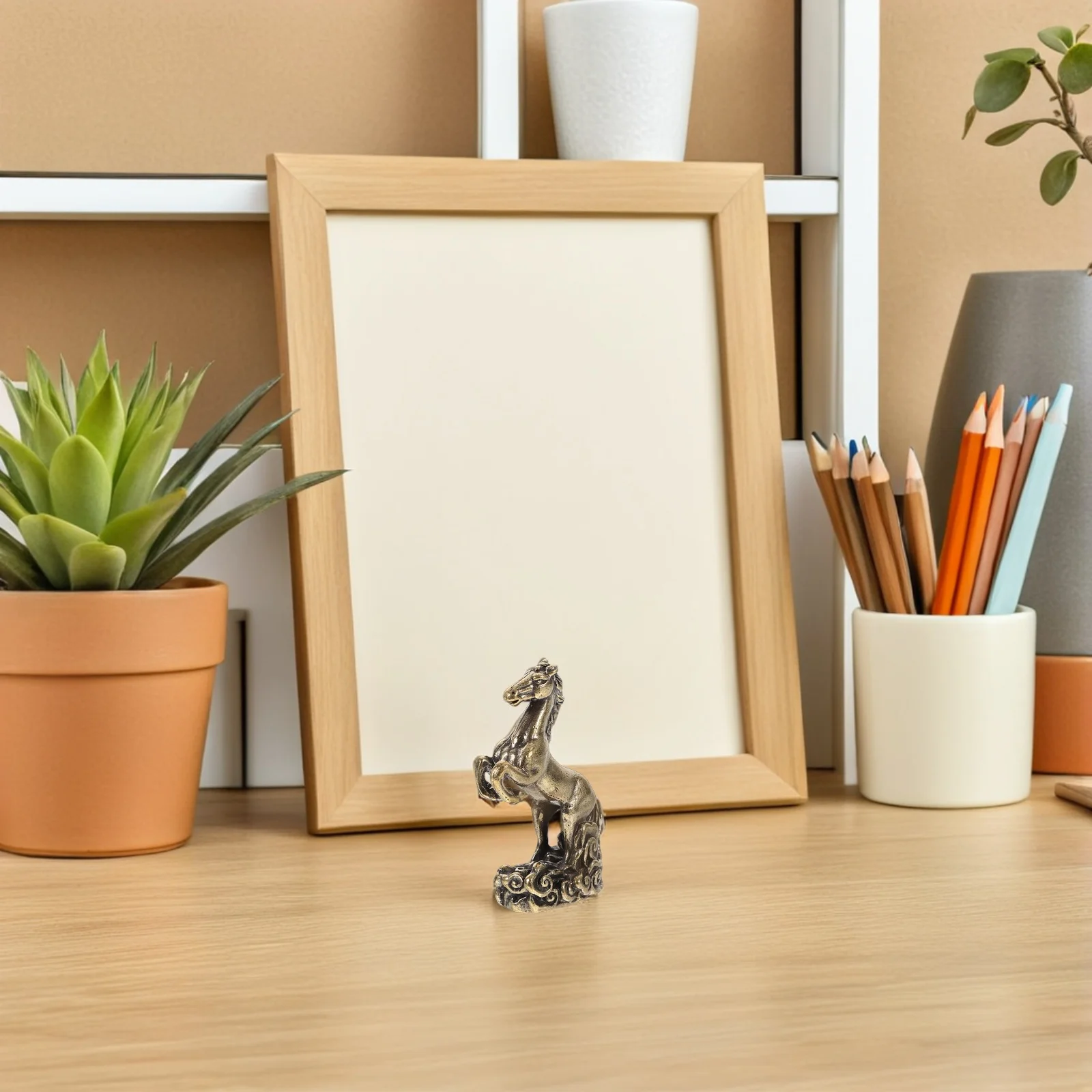 

2pcs Brass Horse Statue 2026 Year Of The Horse Feng Shui Zodiac Wealth Success Ornament Home Decor Metal Sculpture