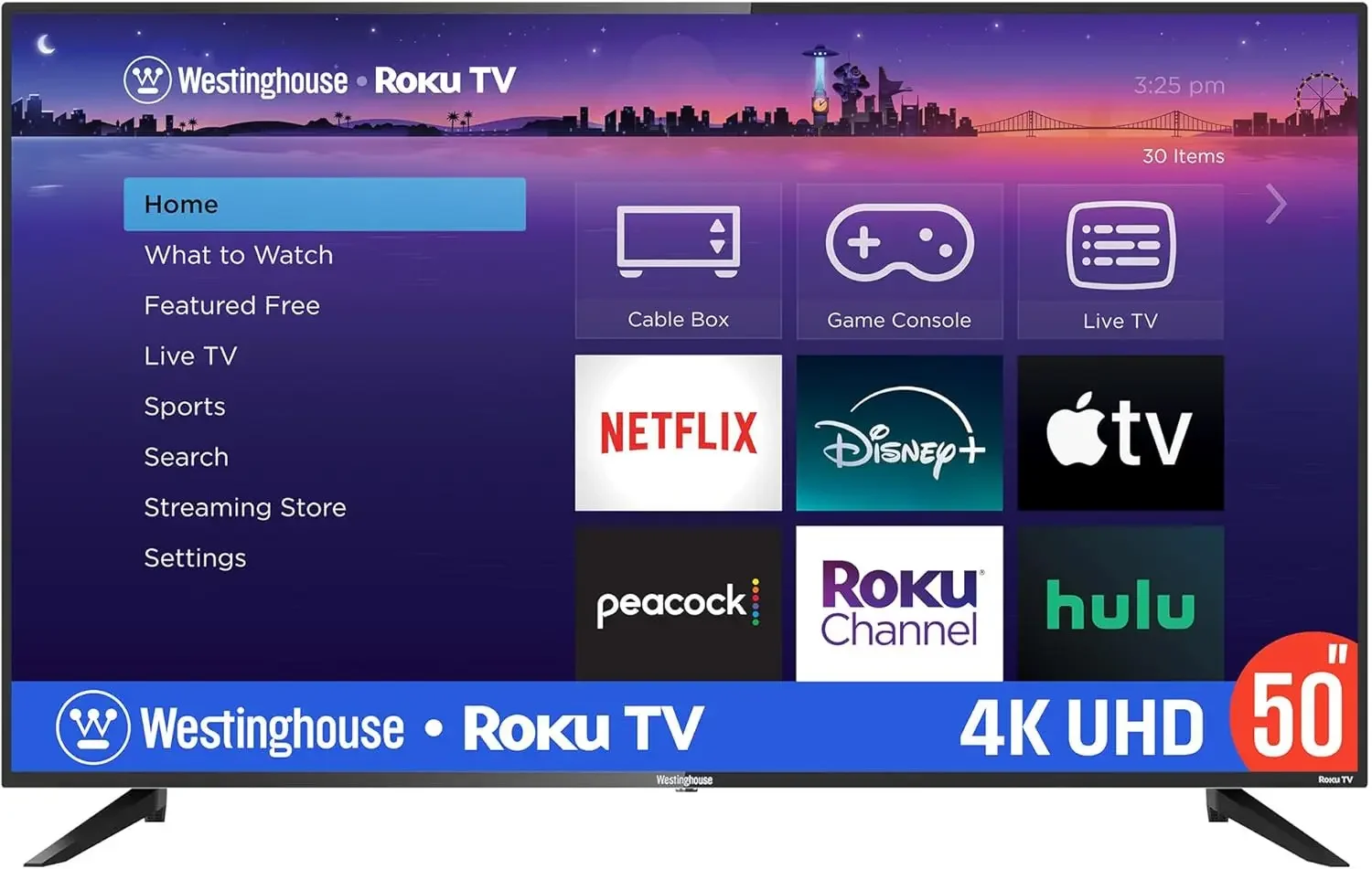 TV - Smart TV 50 pouces, TV LED 4K UHD avec connectivité Wi-Fi et application mobile, TV à écran plat compatible avec Ap