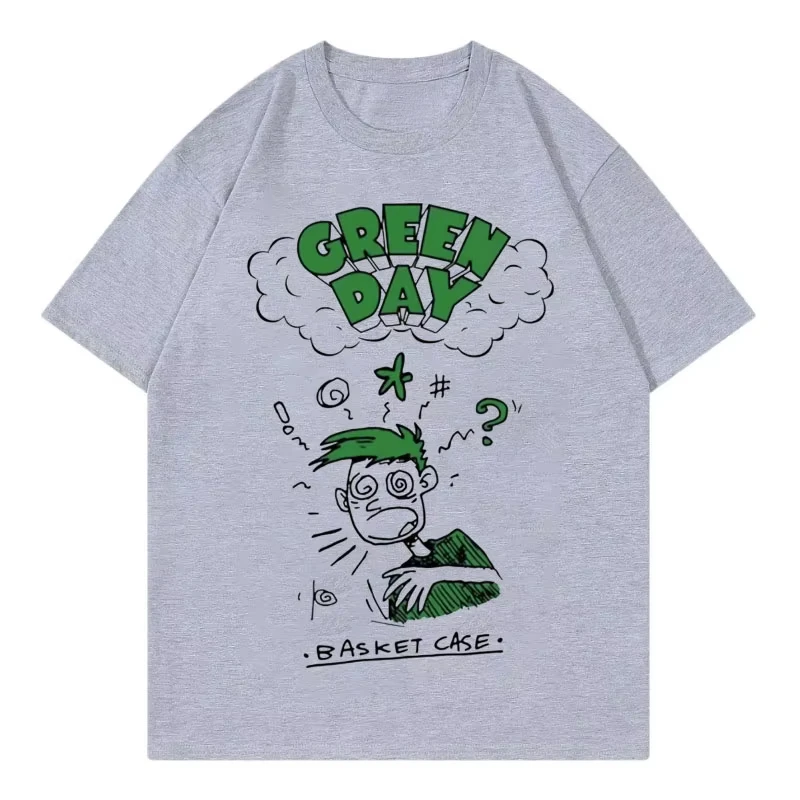 Camiseta Clásica Vintage Green Day Basket Case, Estilo Pop Punk Rock de los 90, con Gráficos de Banda, de Algodón, para Hombre y Mujer, Ropa de Calle de Verano