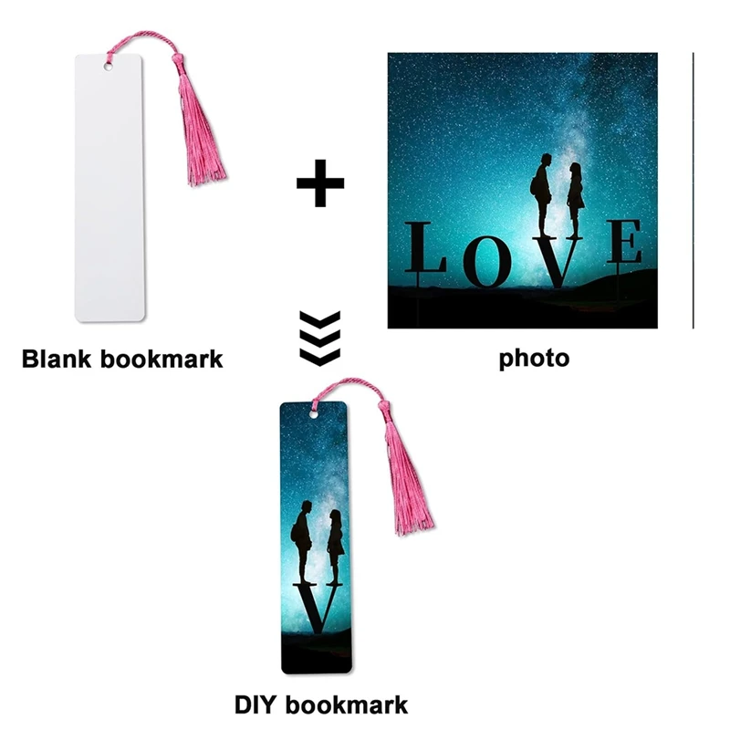 80Pcs Sublimation Bookmark Blank Heat Transfer Aluminum Metal Bookmarks Bulk DIY Bookmarks With Hole And Colorful Tassel