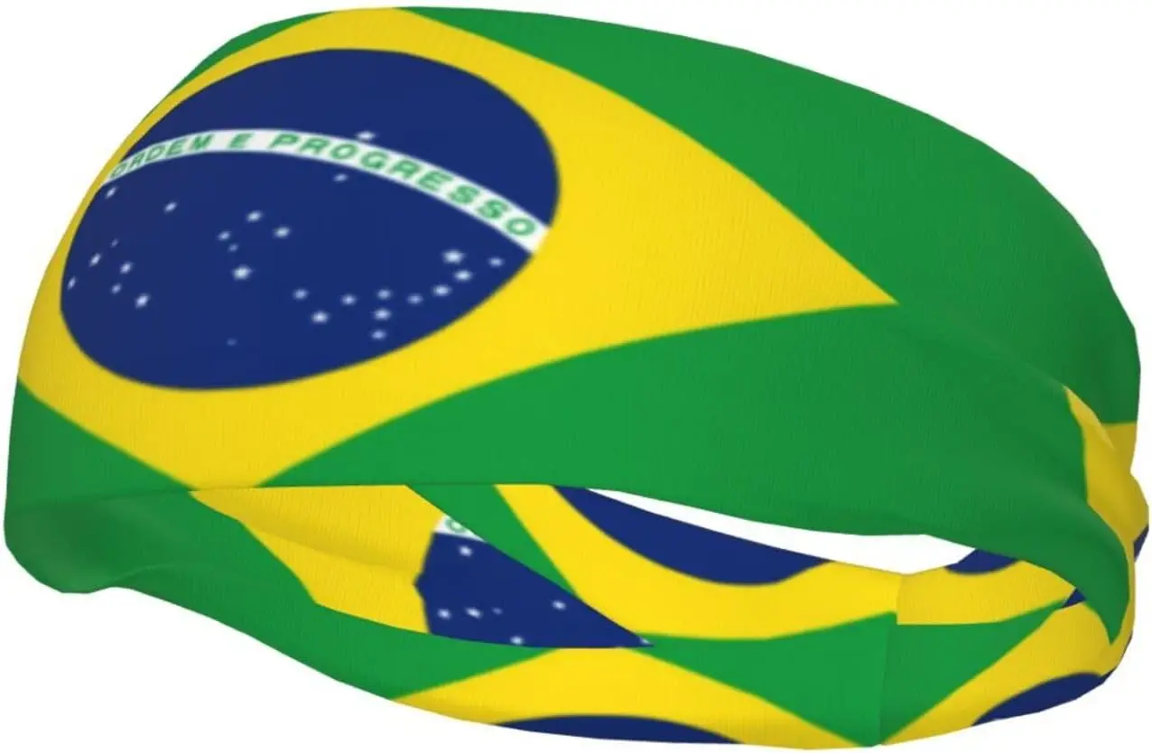 

Cute Brazil Brazilian Flag Mens Women Headband Breathable Sweatband Sports Headband for Running, Cycling, Yoga