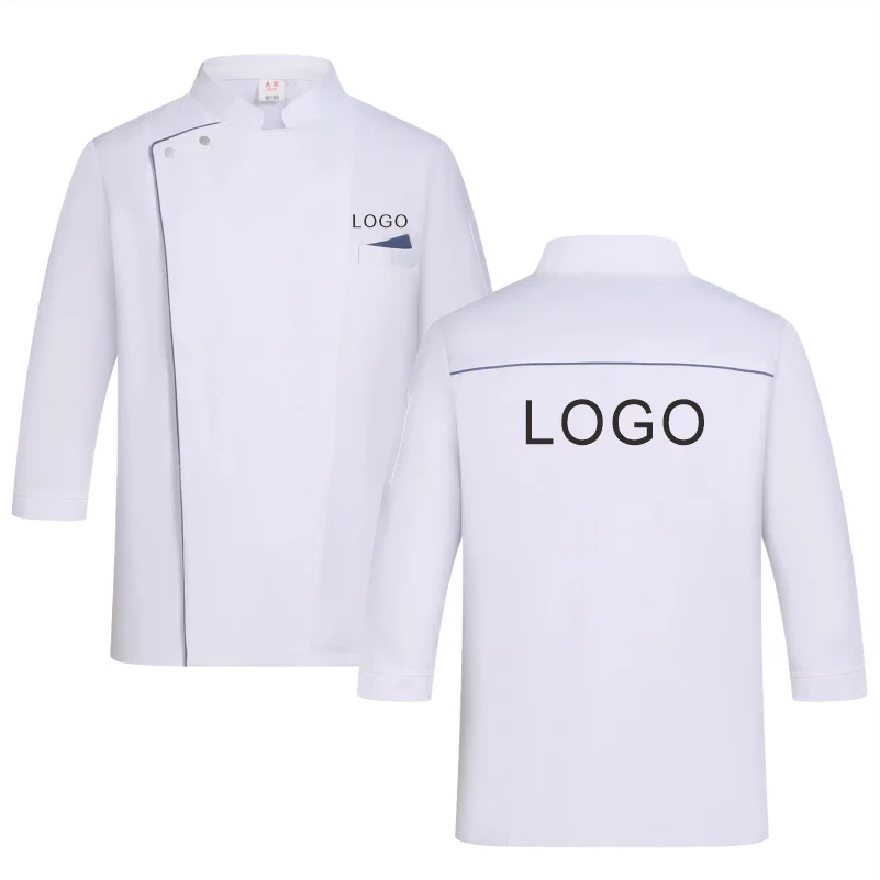 七分袖シェフ作業服ホテルレストランカフェテリアバックキッチン通気性綿シェフ作業服カスタムロゴ
