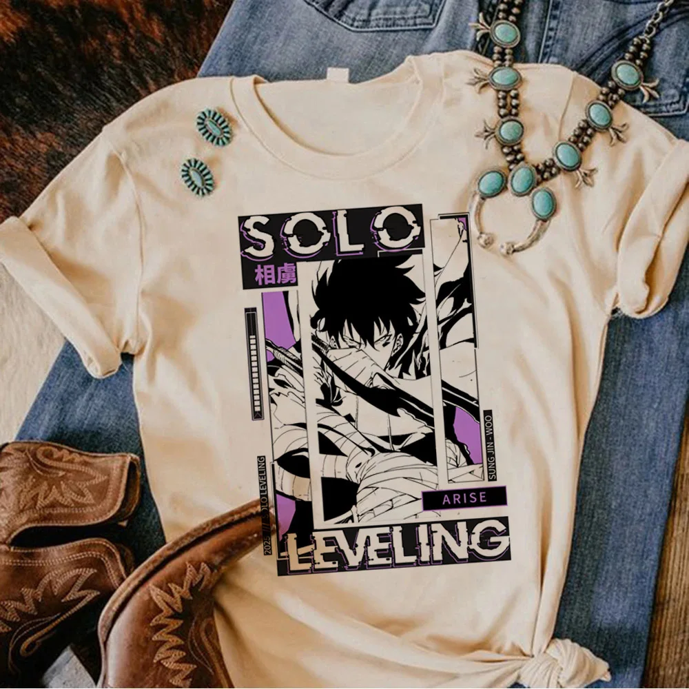 Solo Leveling t-shirt women Graphic harajuku  Classic Gothic Trendy 2000s t shirt 2000s 80s anime Pop Culture Digital Vintage