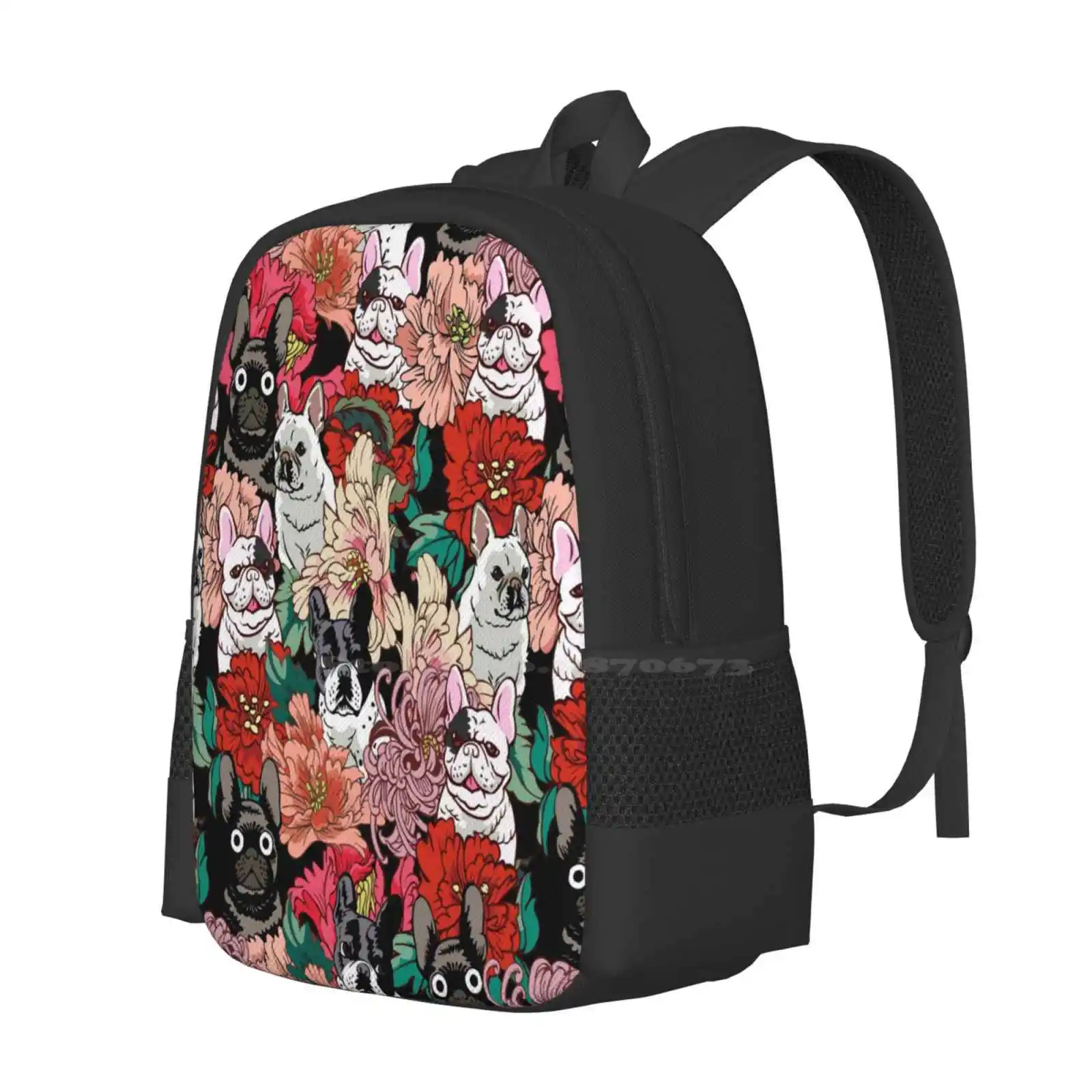 Mochila Padrão De Flor Para Buldogue Francês, Sacos De Moda, Botânico, Buldogue Francês, Venda Quente