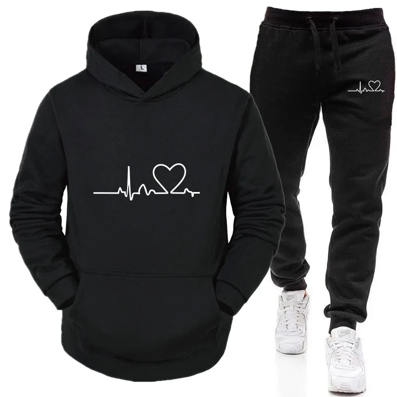 

Men's Tracksuit Round Neck Pullover + Sweatpants Outfits Design Loose Sports Top Two-piece Set Man Fashion Clothing