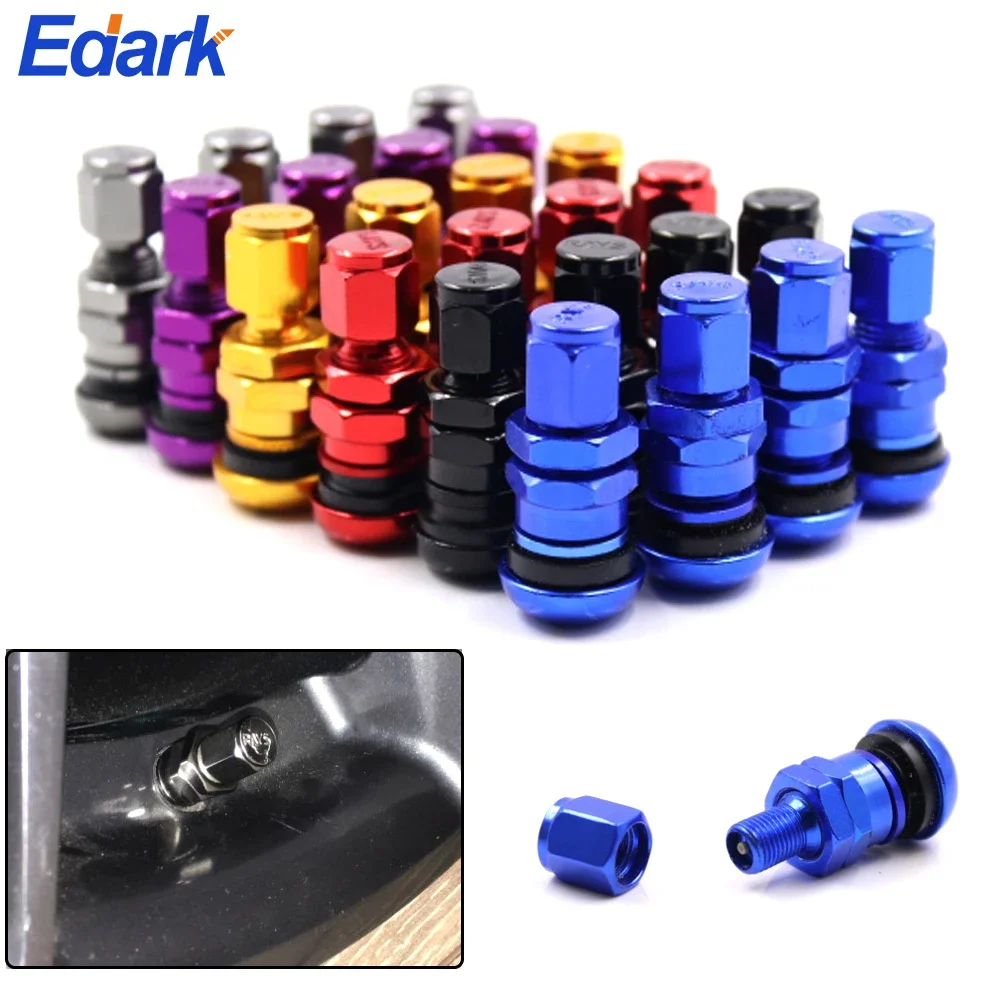 

4Pcs/Set Car Truck Motorcycle Valve Short Stems Metal Bolt Tire Valve Stem Kit with Dust Caps