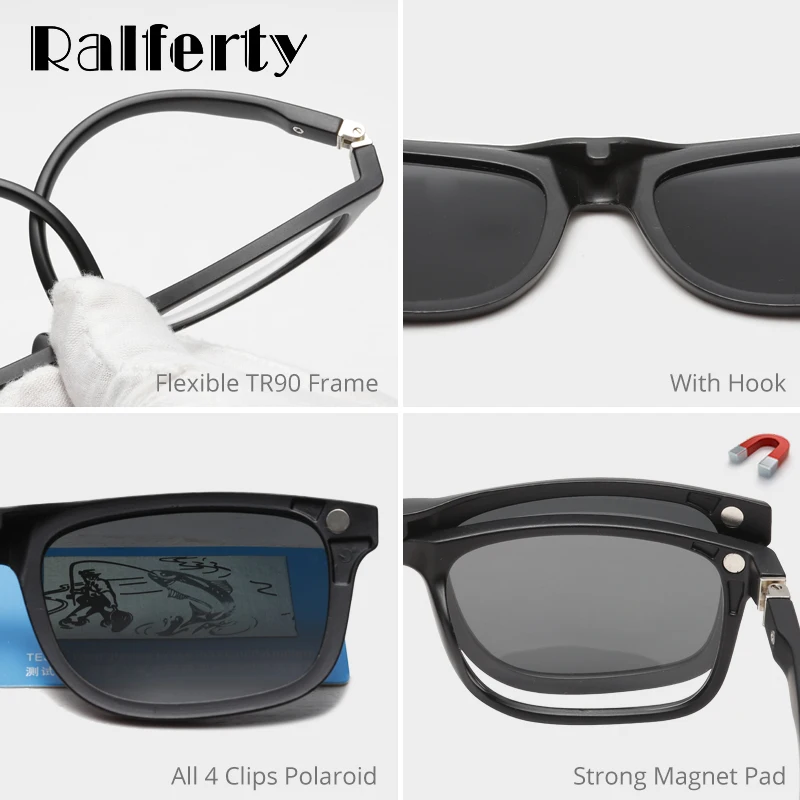 Ralferty Student 5 In 1 Magnetic Sunglass Kids Child Clip On Glasses TR90 Optic Prescription Glasses Frames 3D Spectacle TR8006