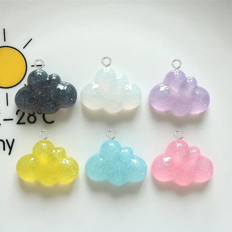 10pcs Shiny Irregular Cloud Resin Charms Colorful Bubble Cloud Pendant For Earring Diy Jewelry Make