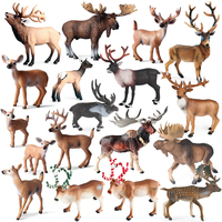 Oenux Forest Deer Animals Simulation Wild White-Tailed Elk Action Figures Moose Figurines Model Decoration Toy Kids Xmas Gift