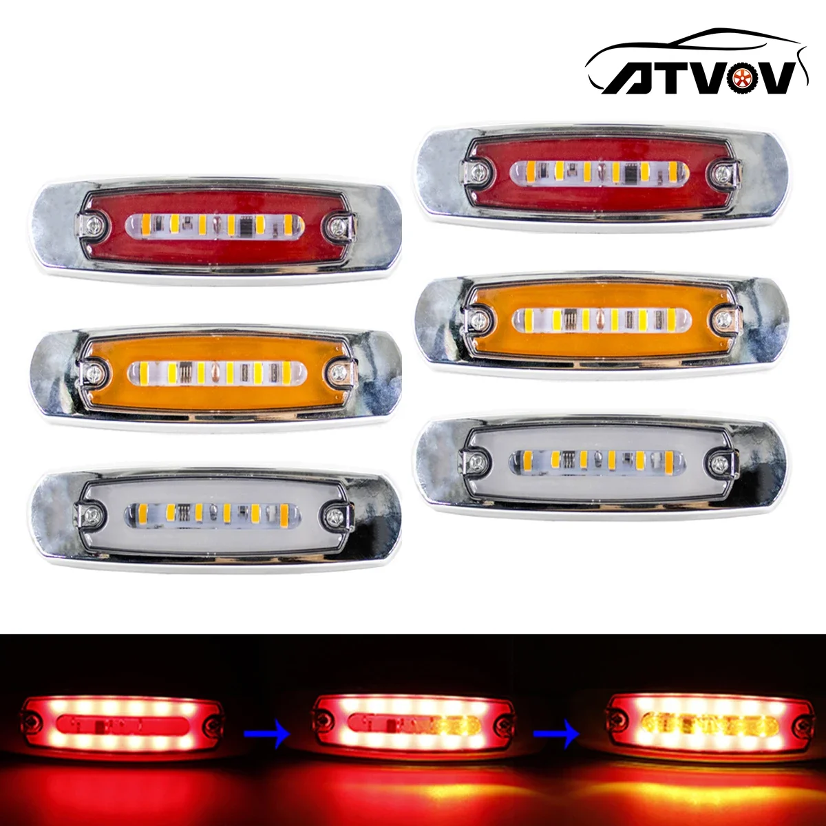 ATVOV 2pcs 18 LED 12V 24V Dynamic Clearance Side Marker Light Signal Lamp Indicator Warning Tail Trailer Truck Lorry Caravan Bus