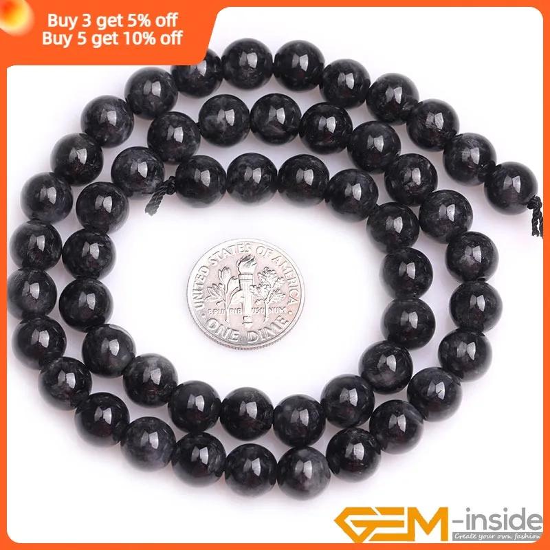 Natural Stone Black Jades Semi-Precious Stone Round Beads For Jewelry Making Strand 15 inch DIY Bracelet Jewelry Bead 6mm 8mm