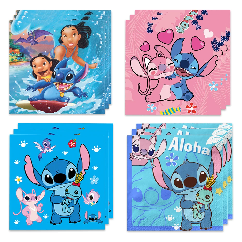 20 pz/lotto Stitch Theme Baby Shower forniture per feste di compleanno per bambini stoviglie usa e getta stampa tovaglioli per la cena decorazione Tissue