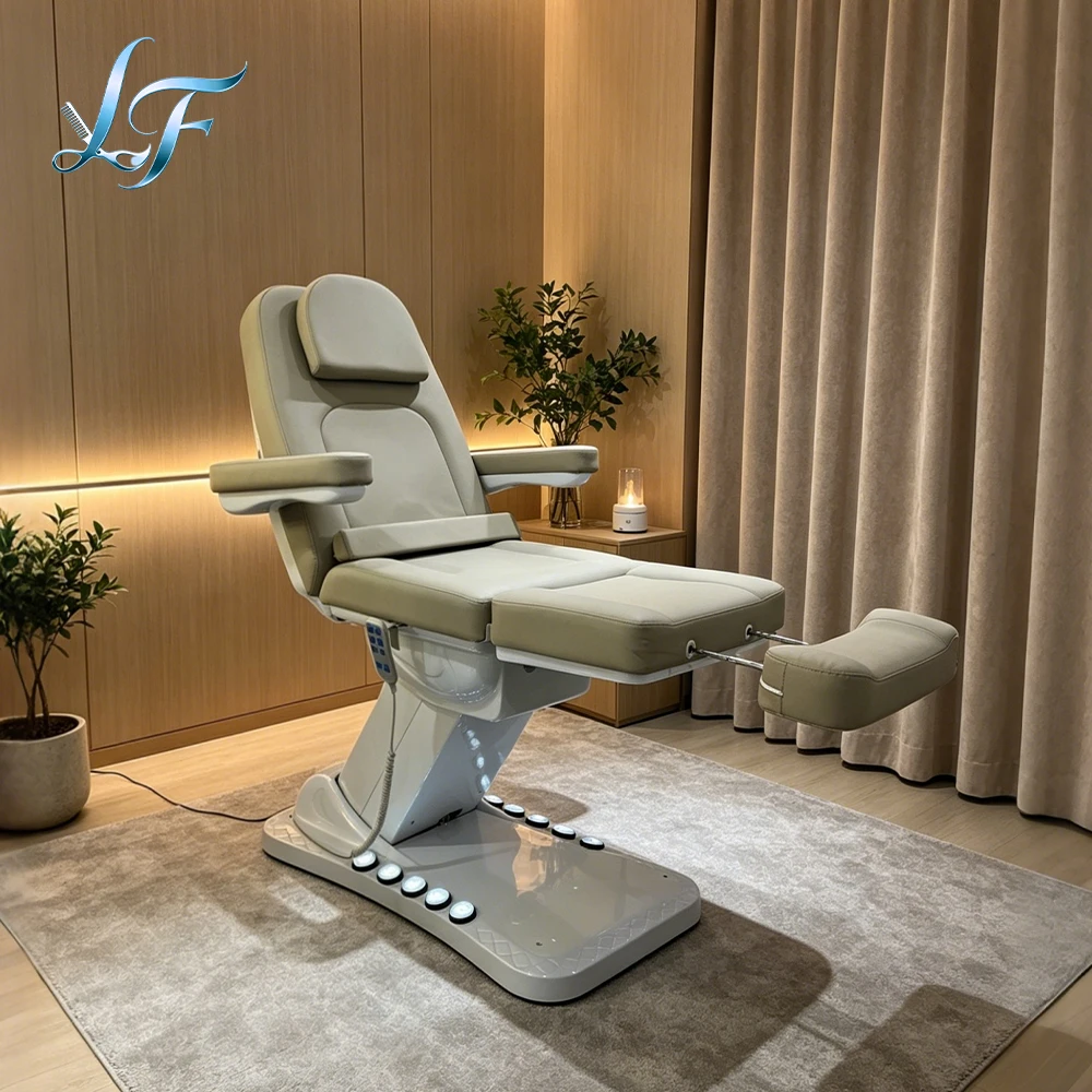 Sillón de Examen Reclinable Eléctrico Negro de 3 Motores, Estético, para Tatuajes, Spa, Masajes, Cosmética y Belleza Facial