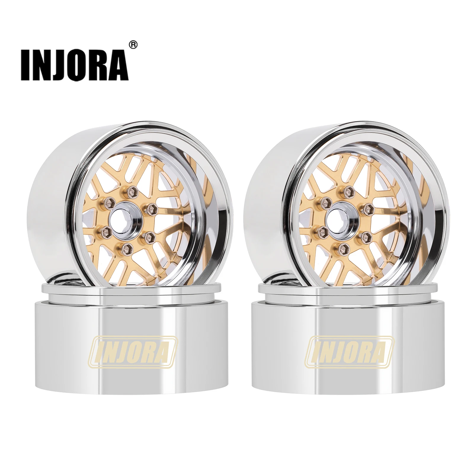 INJORA -9,65 mm versetztes 1,9" ModuWheel Beadlock-Räder aus Messing und Aluminium für 1/10 RC Crawler – Detail 11