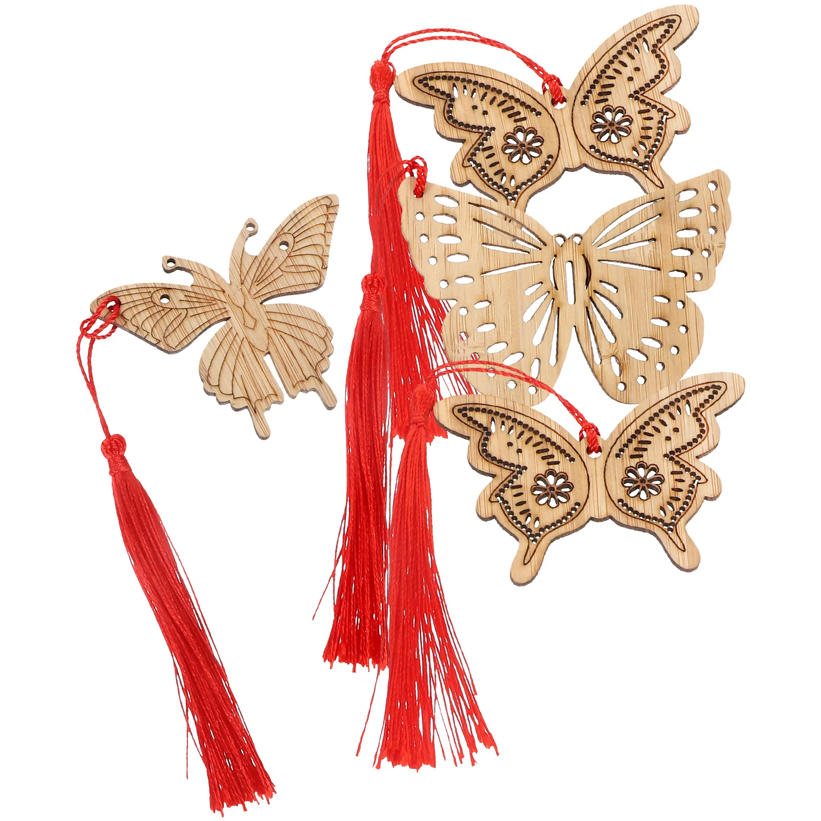 4 個の竹のしおり蝶の形の薄い軽量ブックページマーカー実用的な装飾読書用品ギフト