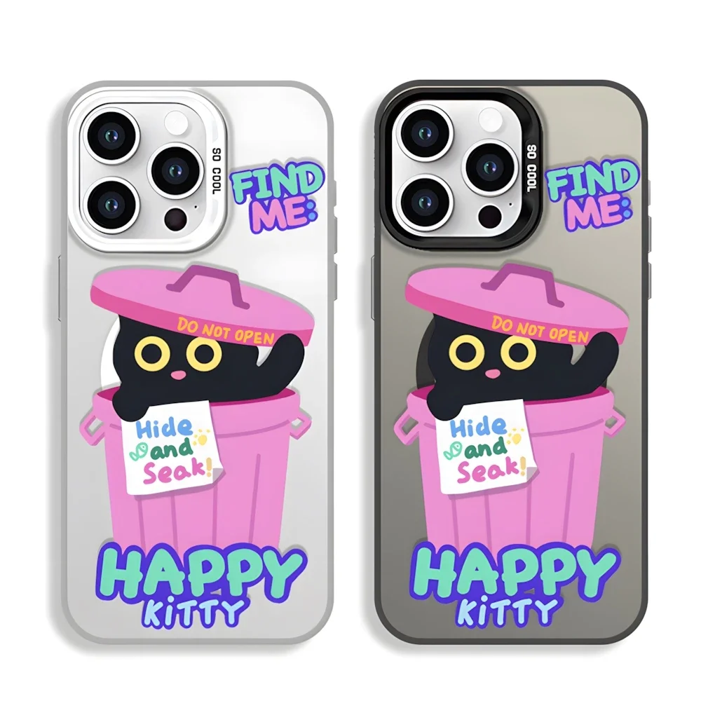 Dog Cat Play Hide and Seek Matching Case for iPhone 16 15 12 13 11 14 Pro Max XR 8 Plus Dual Layer Hard Plastic Cover for Couple