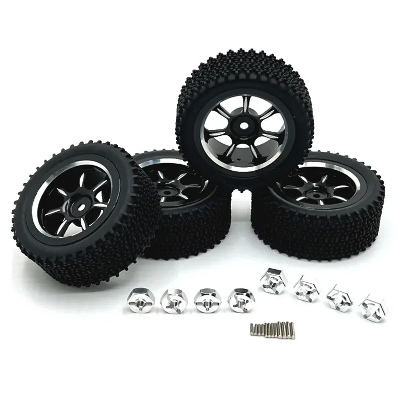 Usado para mjx 1/14 14301 14302 14303 wltoys 1/14 1/12 rc peças de carro metal atualizado rodas pneus