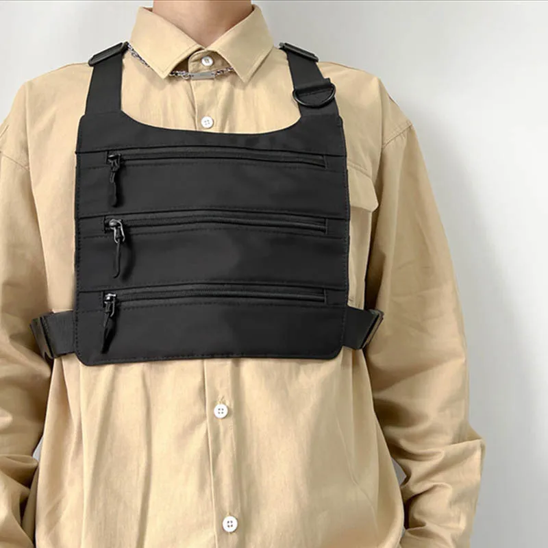 Fashion Nylon Tactical Chest Rig Bags Functional Bullet Hip Hop Vest Streetwear Bags Unisex Waist Pack New Women Black Chest Bag