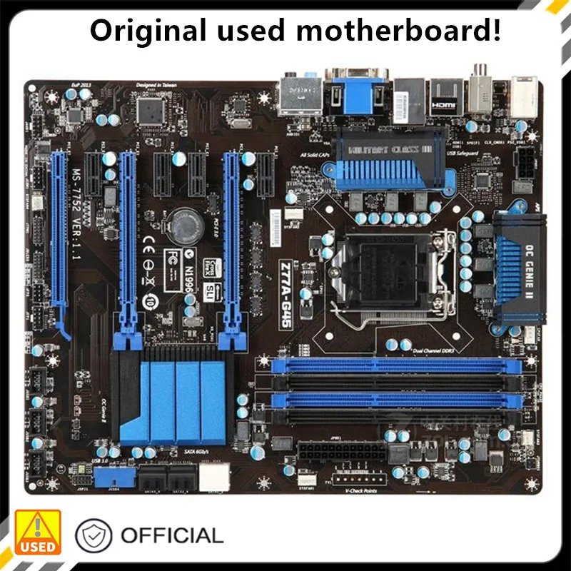 

For Z77A-G45 Motherboard LGA 1155 DDR3 For Intel Z77 P8Z77 Desktop Mainboard SATA II PCI-E X16 Used