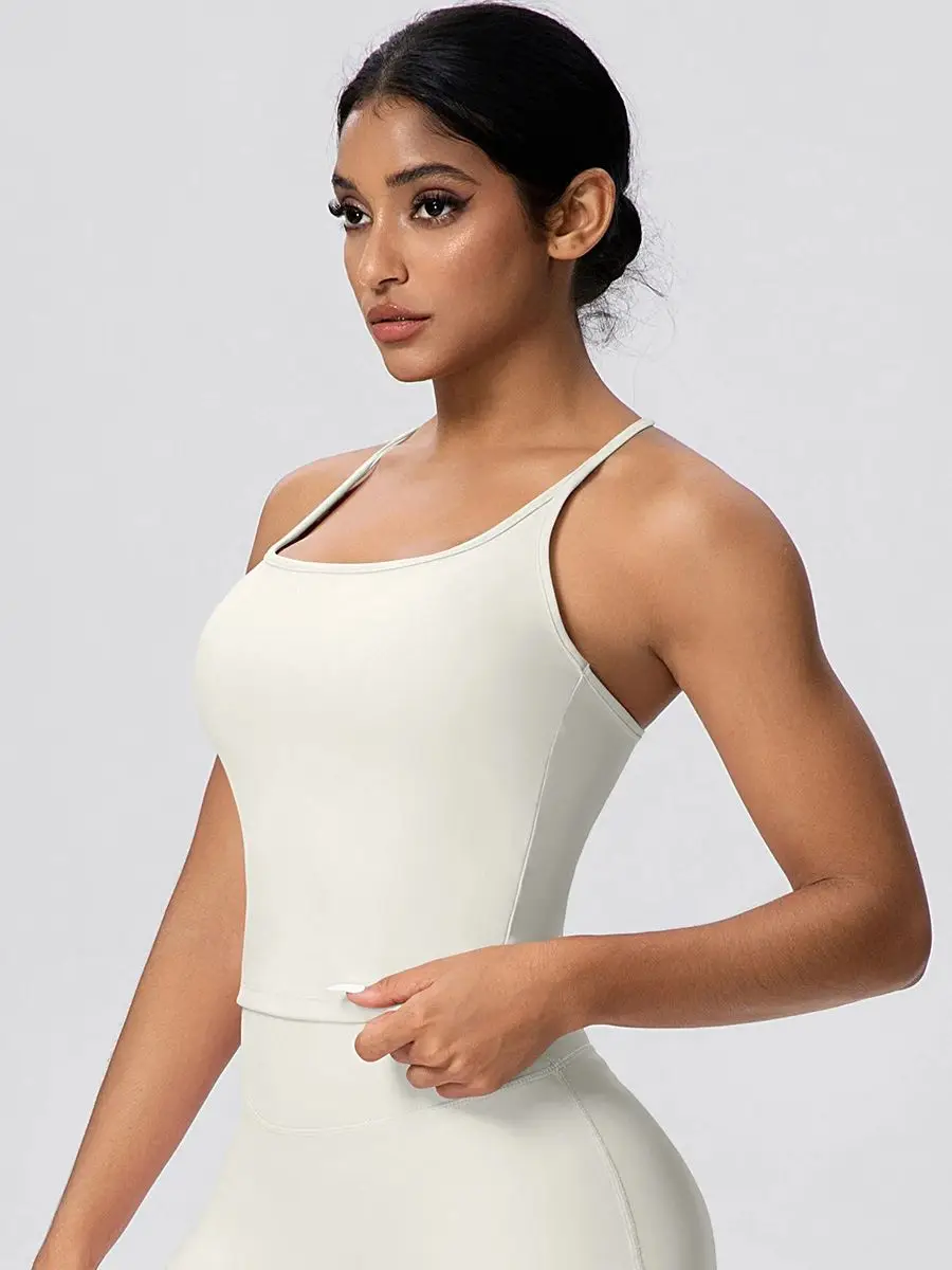 AliExpress Rooftrellen Woman Shockproof I-shaped Yoga Vest Breathable Backless Thin Shoulder Straps Vest Gym Sports Running Cycling Yoga Workout Top