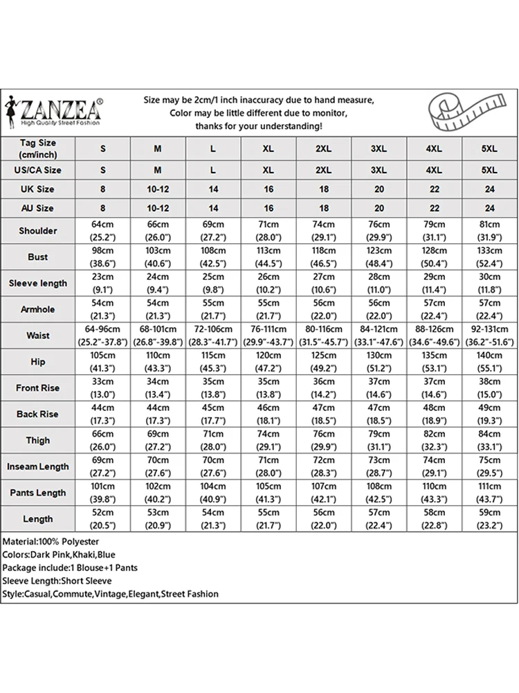 Zanzea verão 2 pçs roupas femininas conjuntos de calças moda 2 peças conjuntos de treino manga curta blusa impressa calças de perna larga terno
