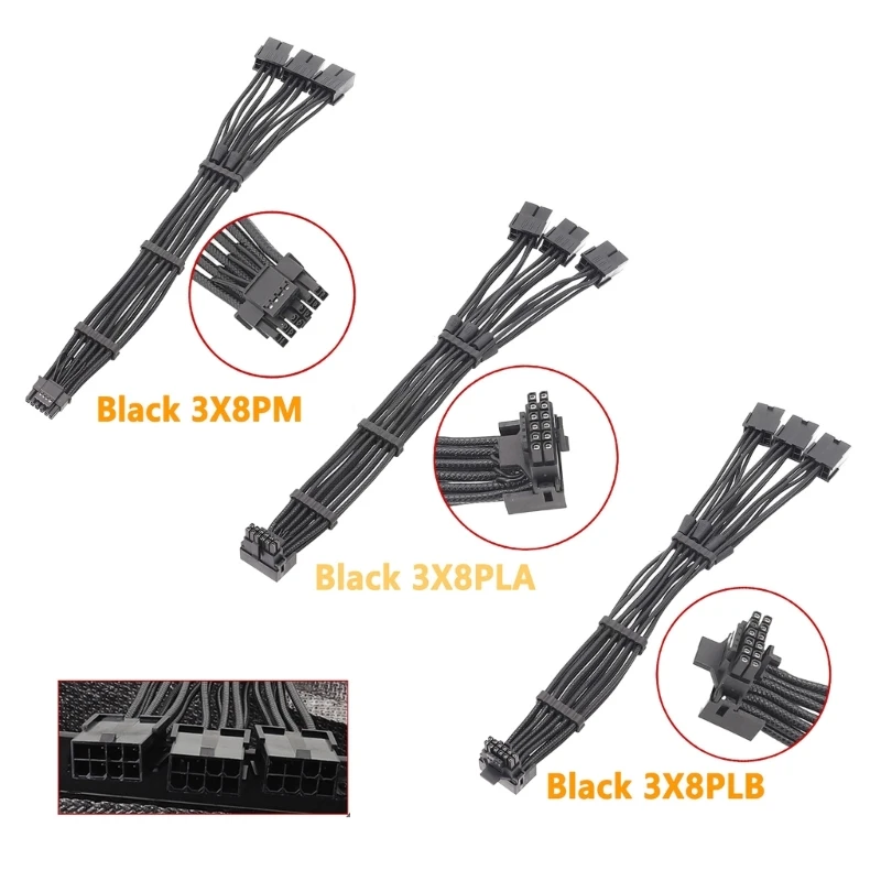 

3x 8Pin Female to 12VHPWR PCIE 5.0 16Pin ATX3.0 Modular Cable for RTX40 Series Graphics Cards Reliable Connection Cord