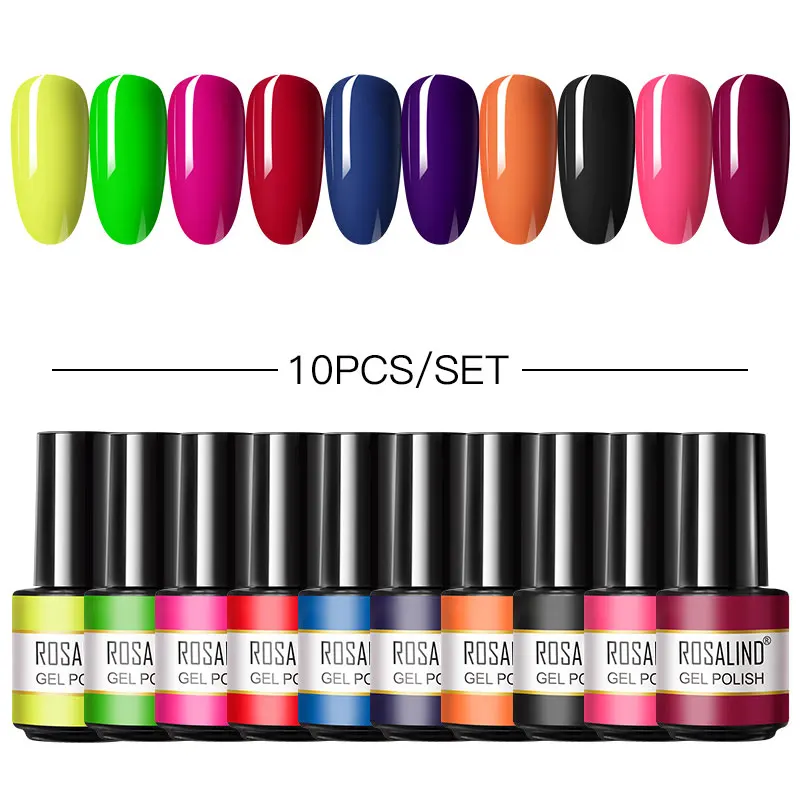 

ROSALIND Fashion Gel Nail Polish Soak Off UV Nail Art Design Varnish Semi Permanent Gel Lacquer Manicure Salon 2/4/6/8/10pcs/set