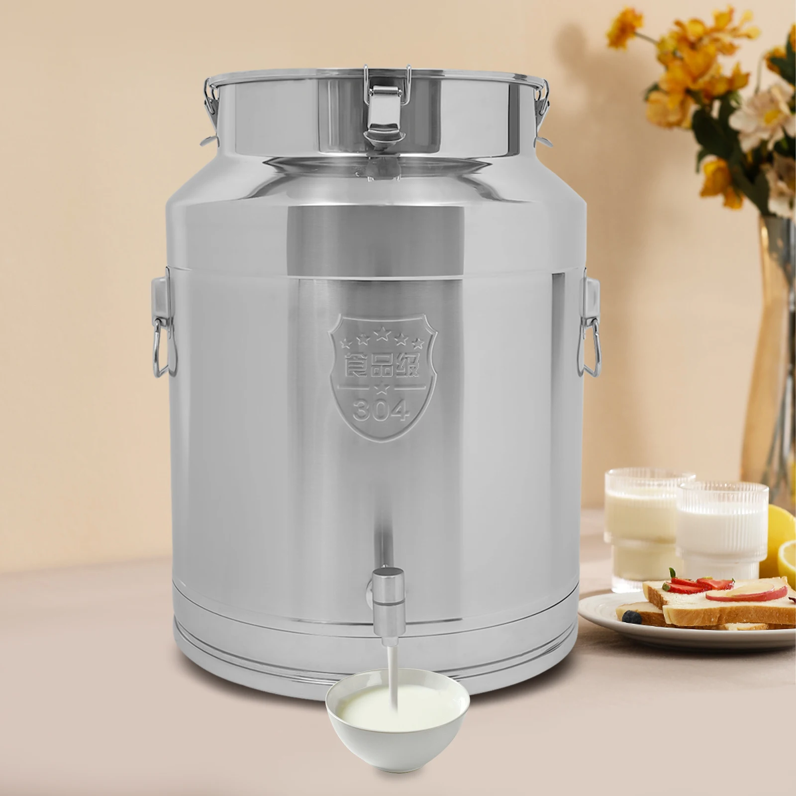 

Milk Jug 64L 304 Stainless Steel Milk Can with Spout, Sealed Bucket Good Sealing Milk Bucket with Sealed Lid