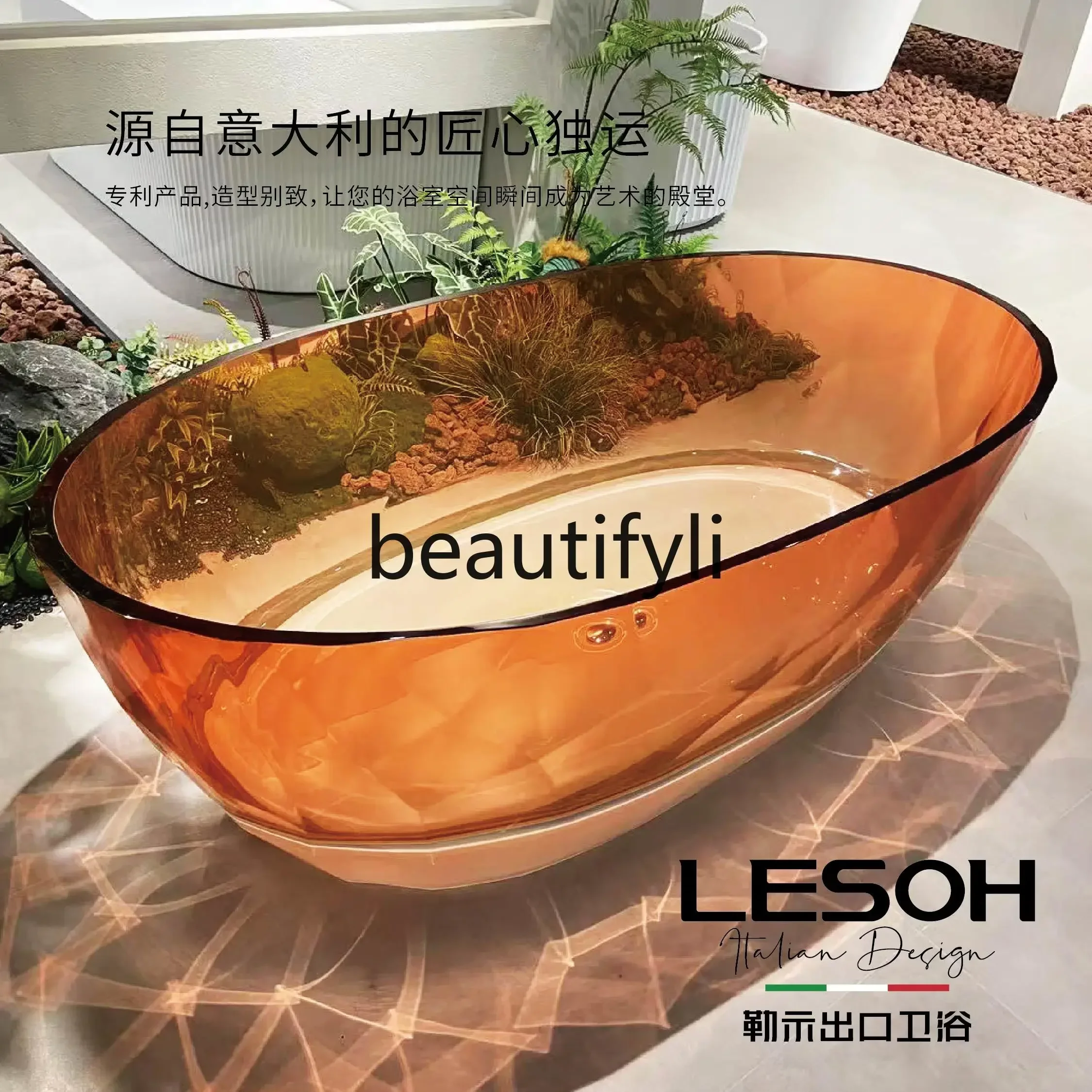 

D80 Acrylic Transparent Colored Diamond Bathtub Homestay Hotel Crystal Bathtub