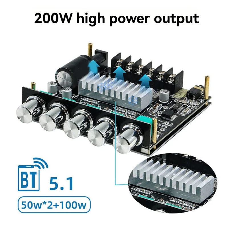 ABJF-2.1-канальный Bluetooth-совместимый модуль усилителя мощности звука BT 5,1 3,5 мм AUX 50 Втx2 + 100 Вт плата усилителя