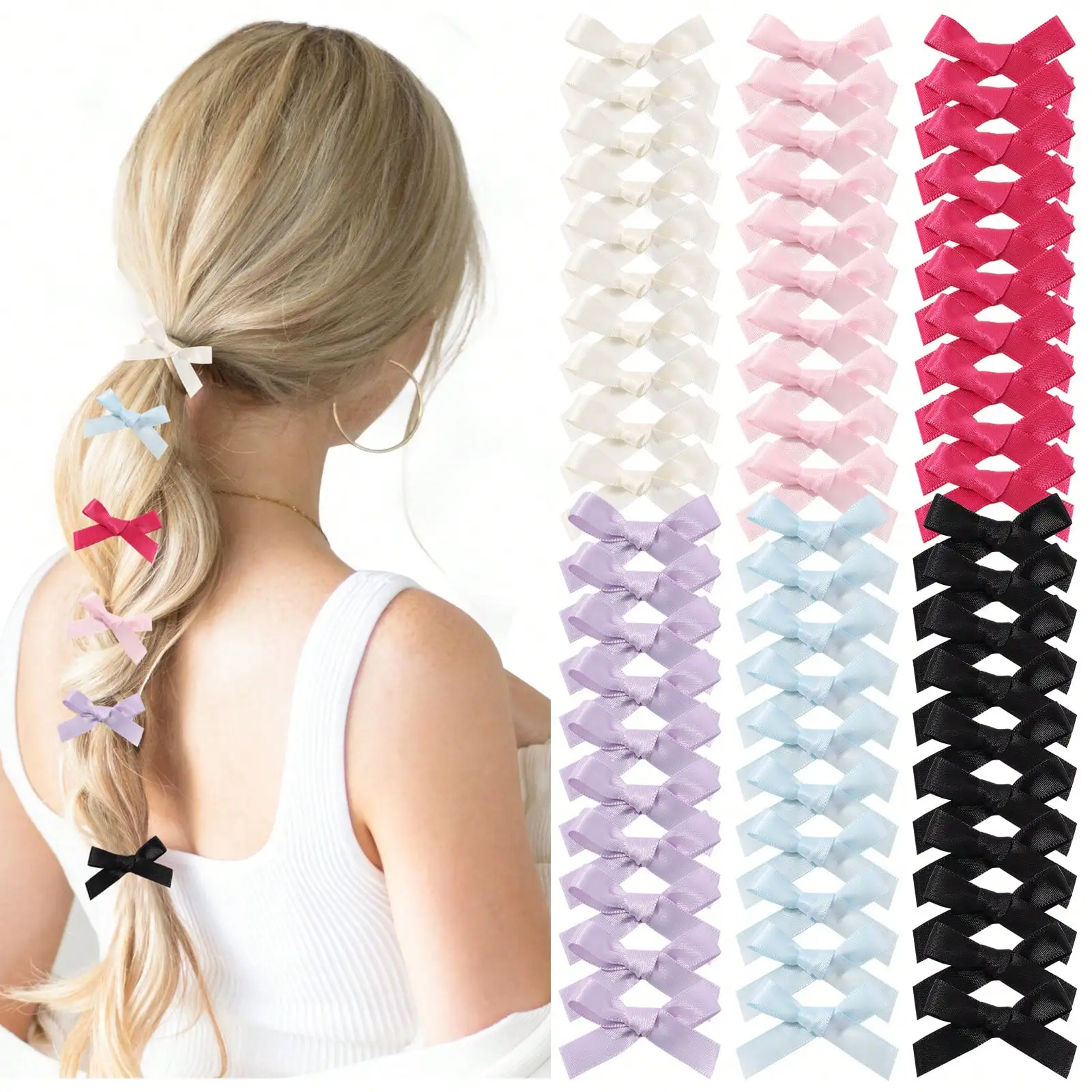 

30pcs/set Mini Bowknot Hair Clips for Women Girls Sweet Lovely Colorful Ribbon Braided Hairpins Headwear Hair Accessories