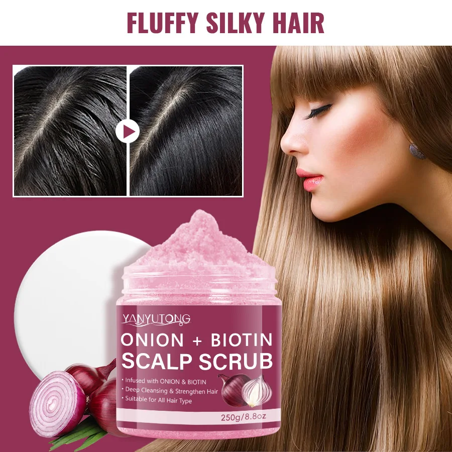 

Onion Biotin Shampoo Scrub Moisturizing Deep Cleansing Oil Removing Strengthen Hair Softening Refreshing Wash hair care