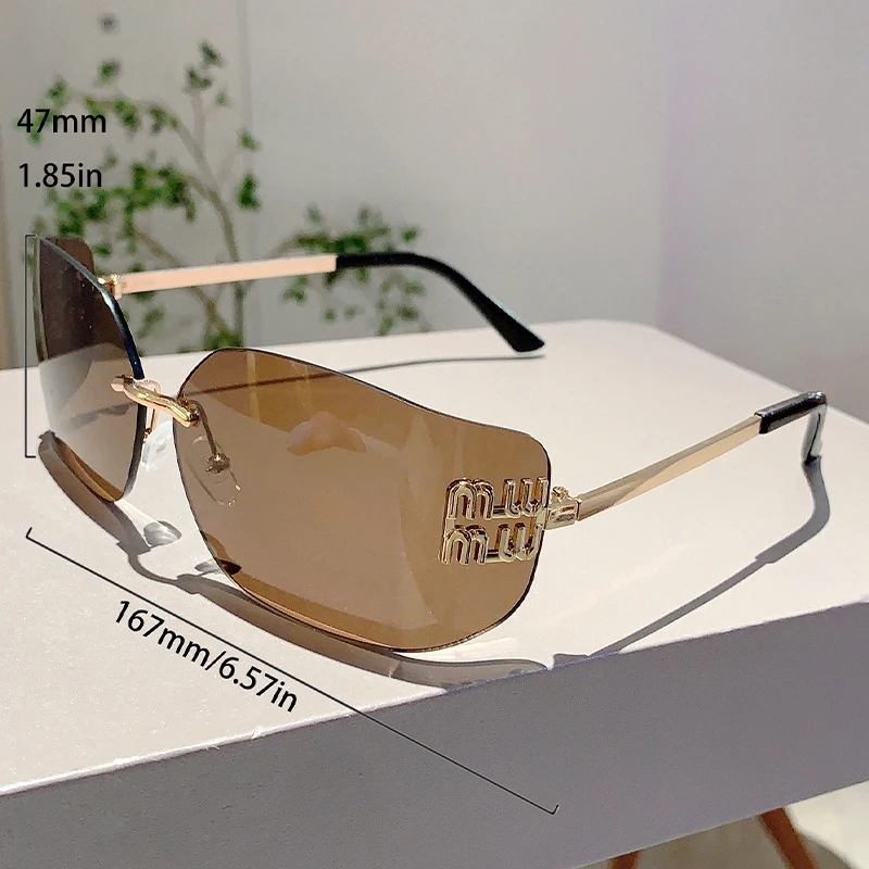 KAMMPT Retro Rimless Design Shades Luxury Metal Women Sunglasses High Quality Decoration Sun Glasses for Travelling Hiking