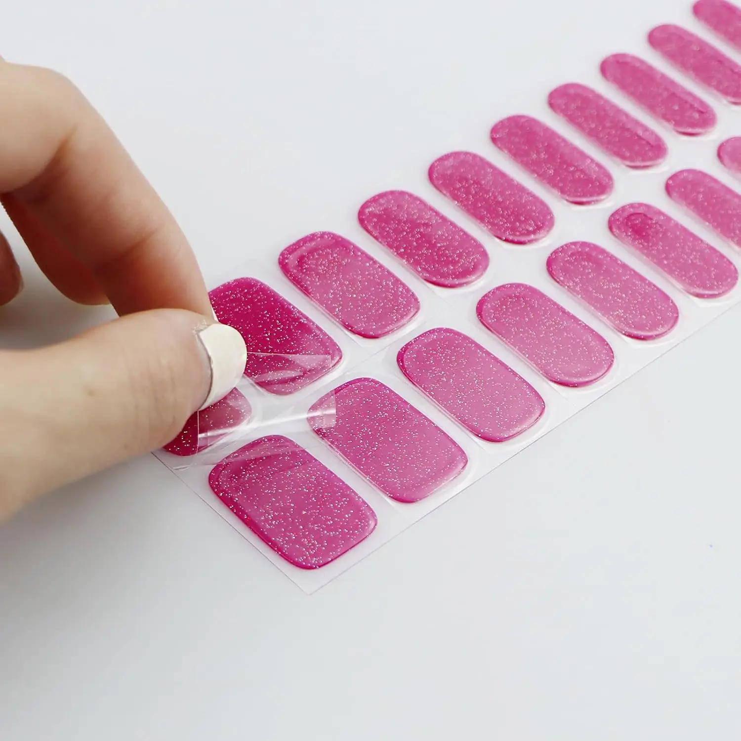 ملصقات أظافر جل لامعة وردية شبه معالجة شرائط أظافر جل يلتف الأشعة فوق البنفسجية/LED تصميم فني للأظافر إكسسوارات الديكور #5